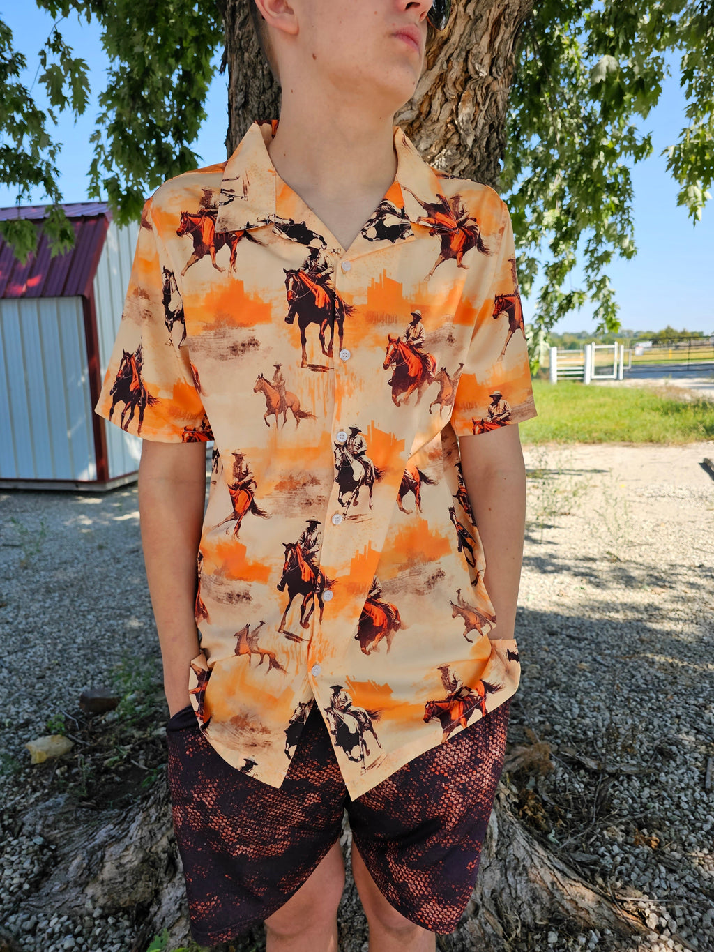 Baha Ranch Western Grunge Men's Western Camp Shirt by Baha Ranch Western Wear