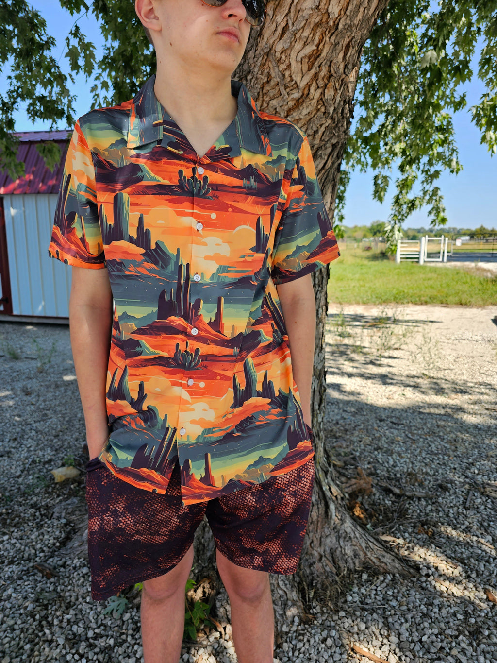 Baha Ranch Retro Desert Men's Western Camp Shirt by Baha Ranch Western Wear