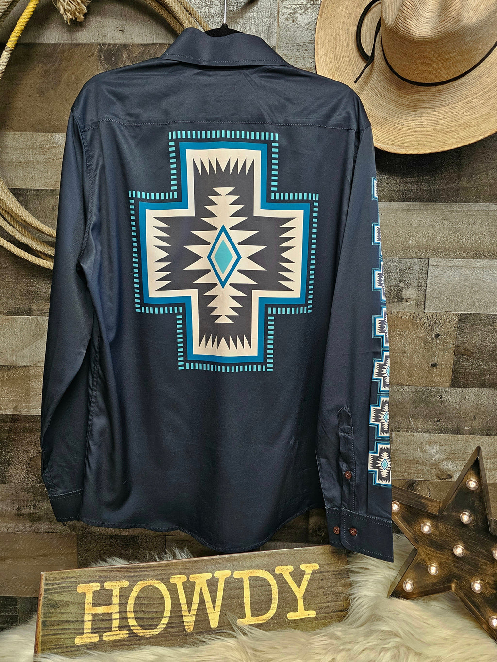 Baha Ranch Southwestern Cross Unisex Western Button Up by Baha Ranch Western Wear