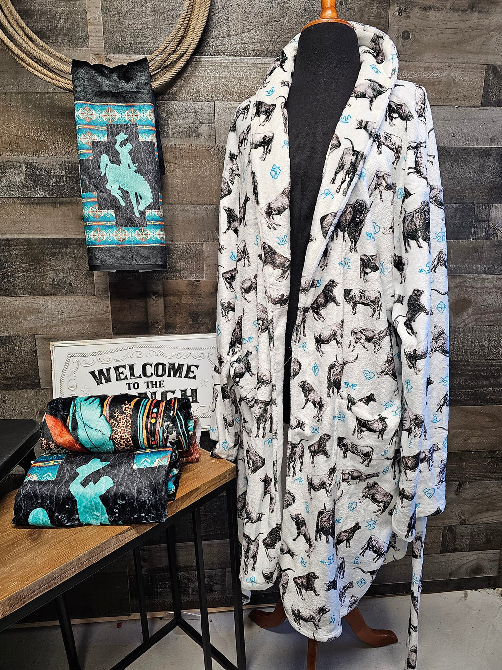 Baha Ranch Cattle and Brands Women's Western Bath Robe by Baha Ranch Western Wear - product image 2