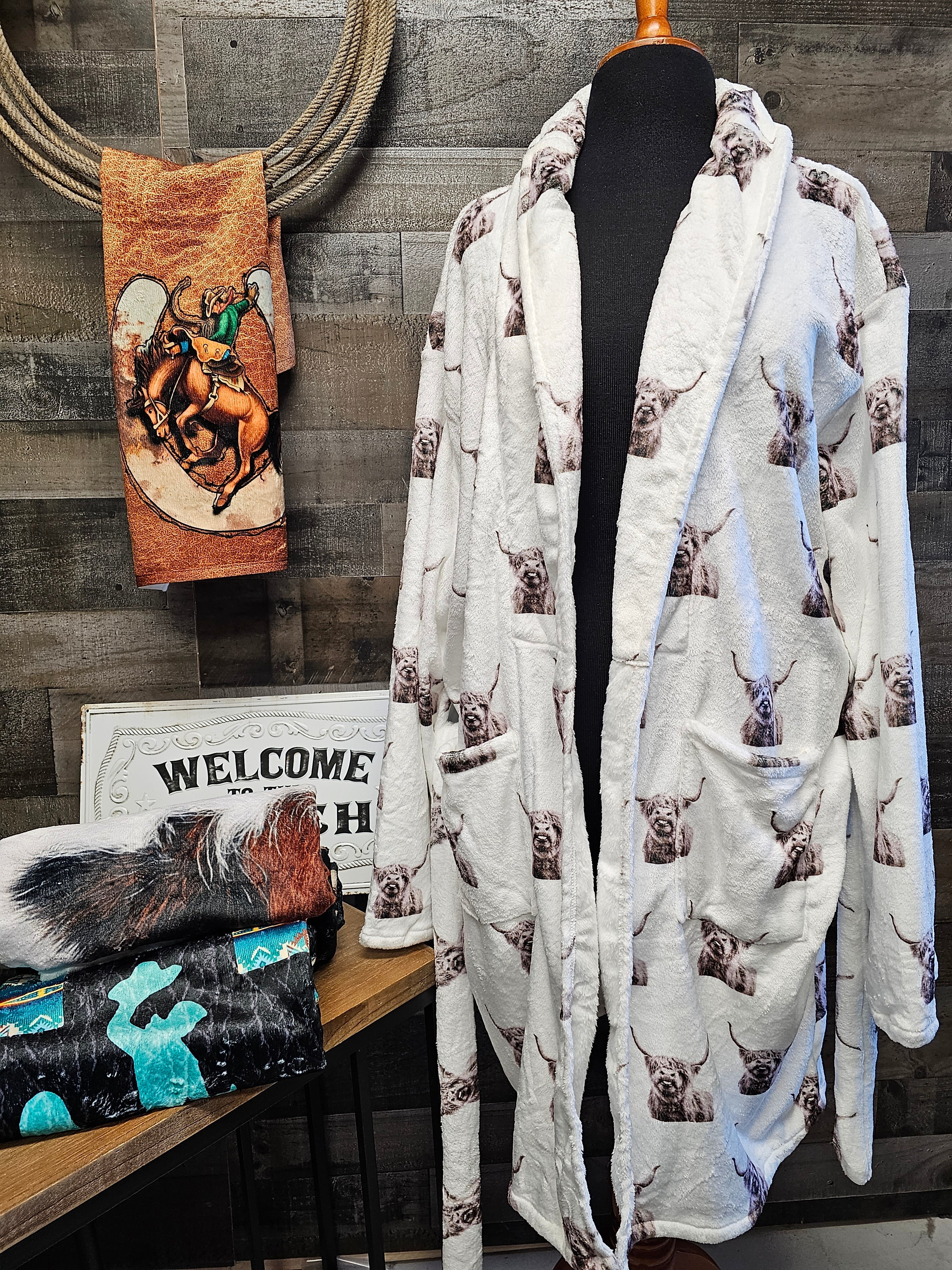 Baha Ranch Silly Highland Cow Women's Western Bath Robe by Baha Ranch Western Wear - product image 2
