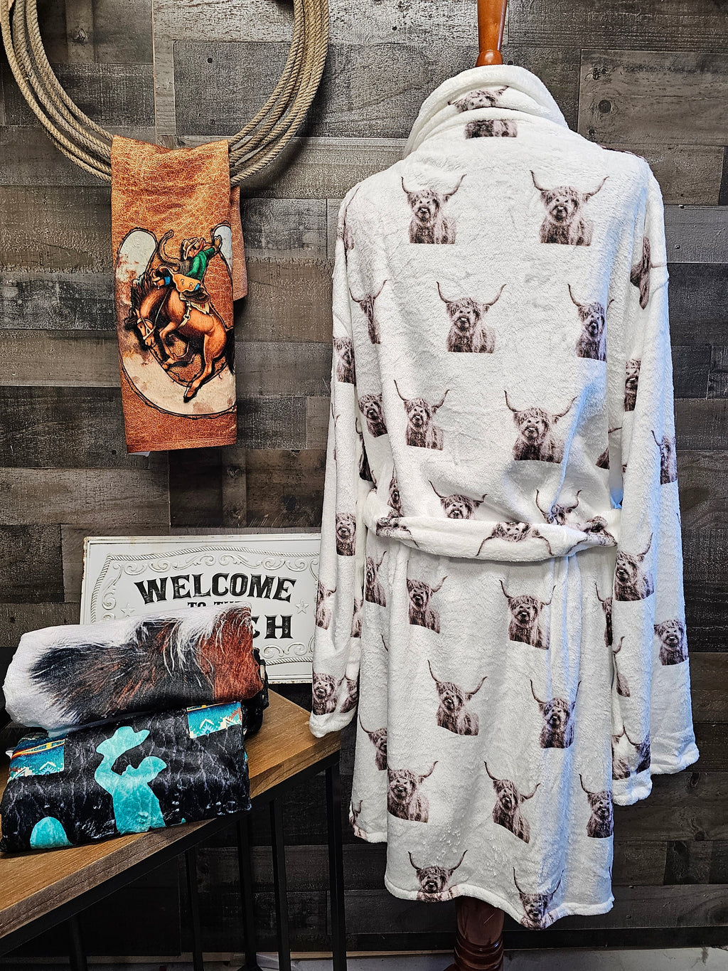 Baha Ranch Silly Highland Cow Women's Western Bath Robe by Baha Ranch Western Wear - product image 3