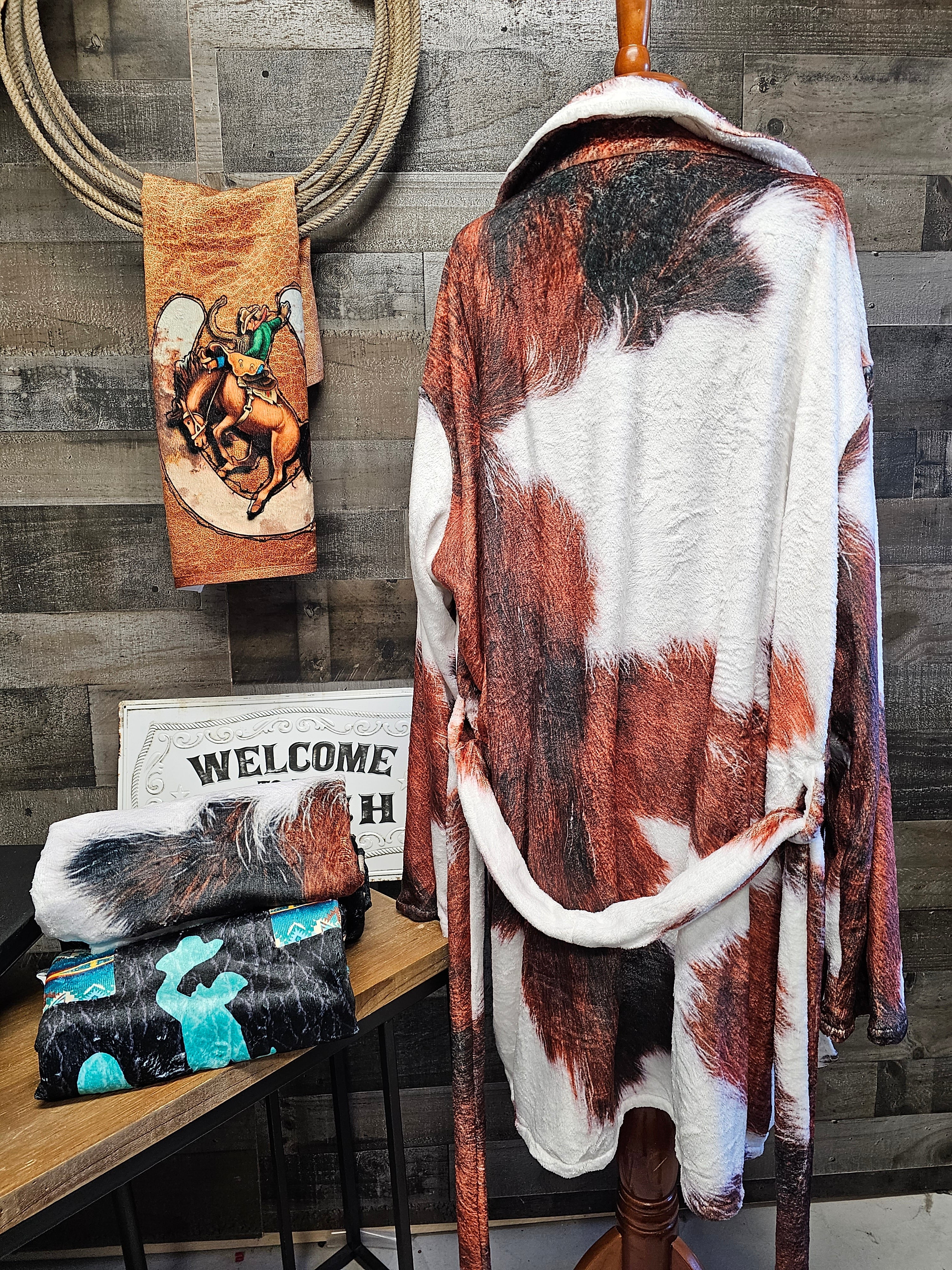 Baha Ranch Cowhide Print Women's Western Bath Robe by Baha Ranch Western Wear - product image 2