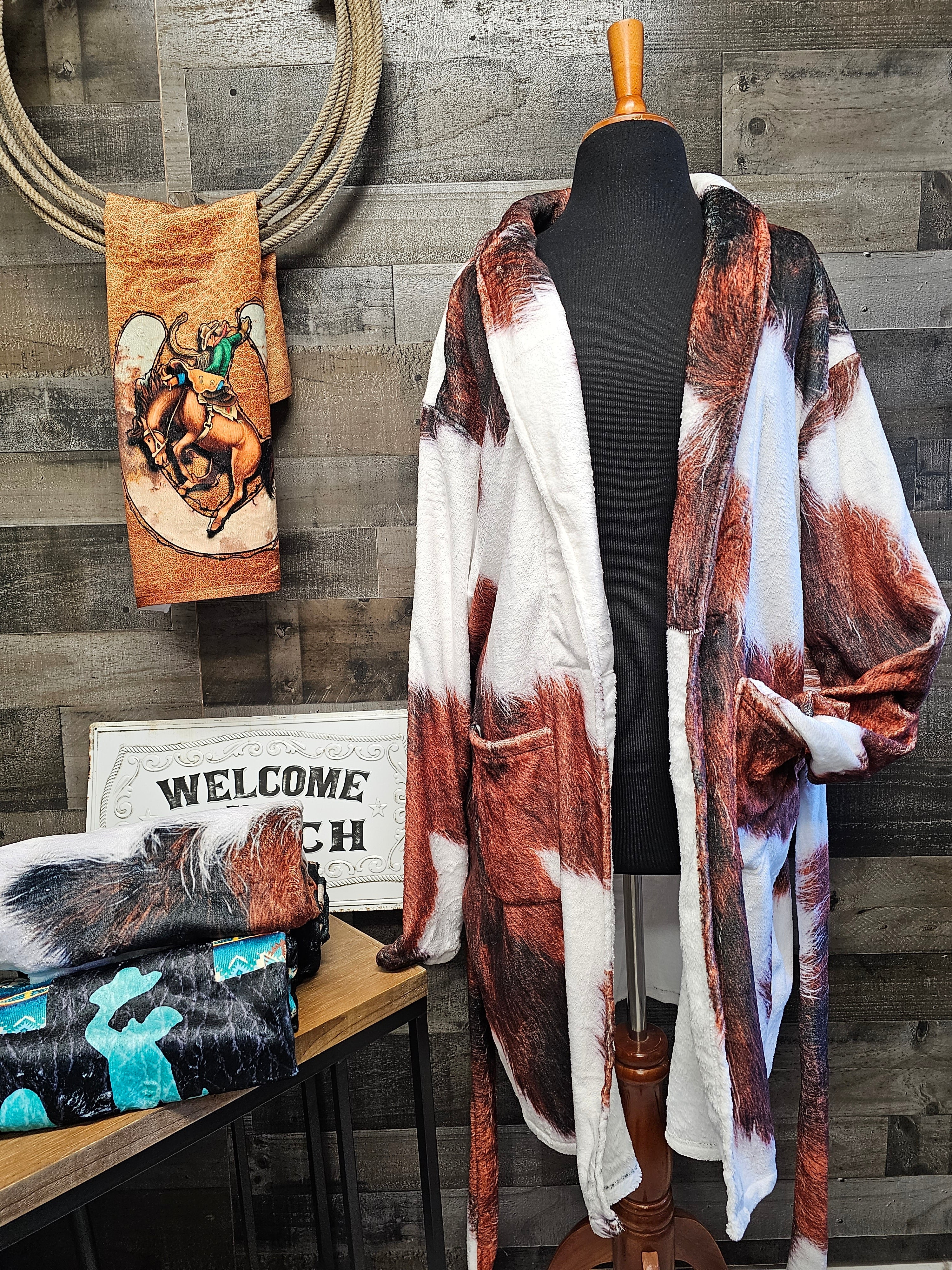 Baha Ranch Cowhide Print Women's Western Bath Robe by Baha Ranch Western Wear - product image 3