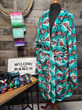 Baha Ranch Teal Aztec Women's Western Bath Robe by Baha Ranch Western Wear
