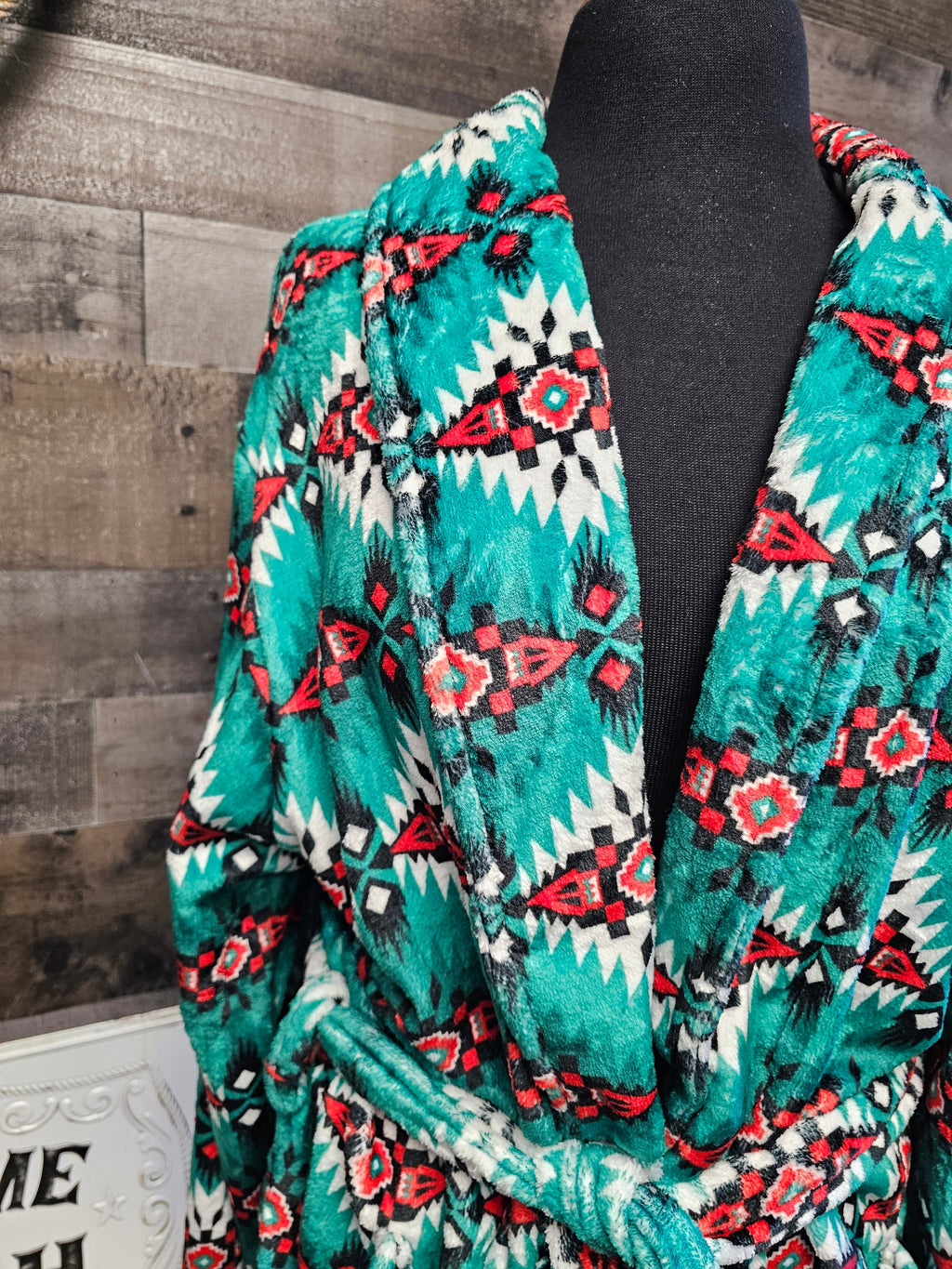 Baha Ranch Teal Aztec Women's Western Bath Robe by Baha Ranch Western Wear - product image 5
