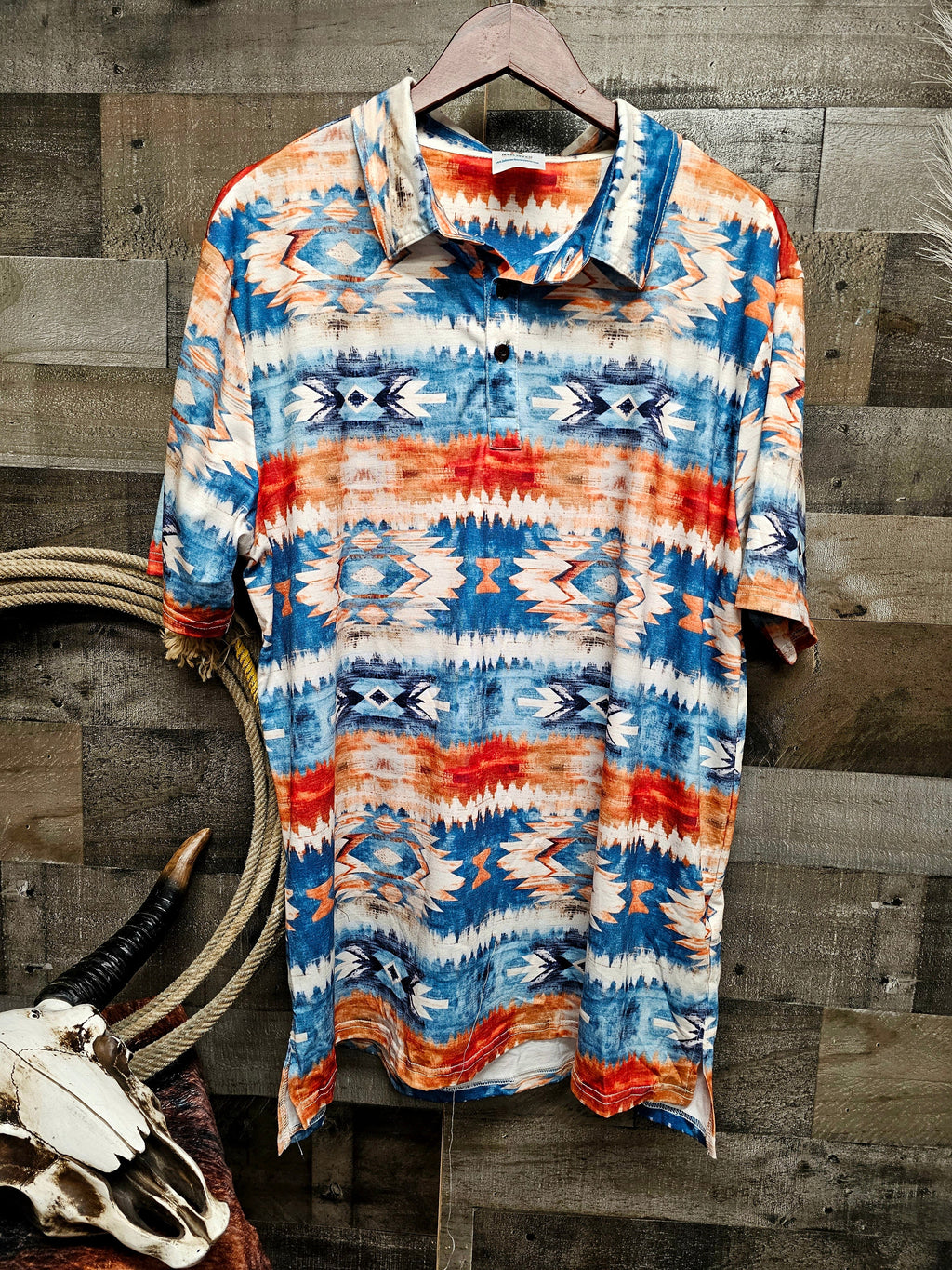 Baha Ranch Southwestern Aztec Men's Polo Shirt by Baha Ranch Western Wear