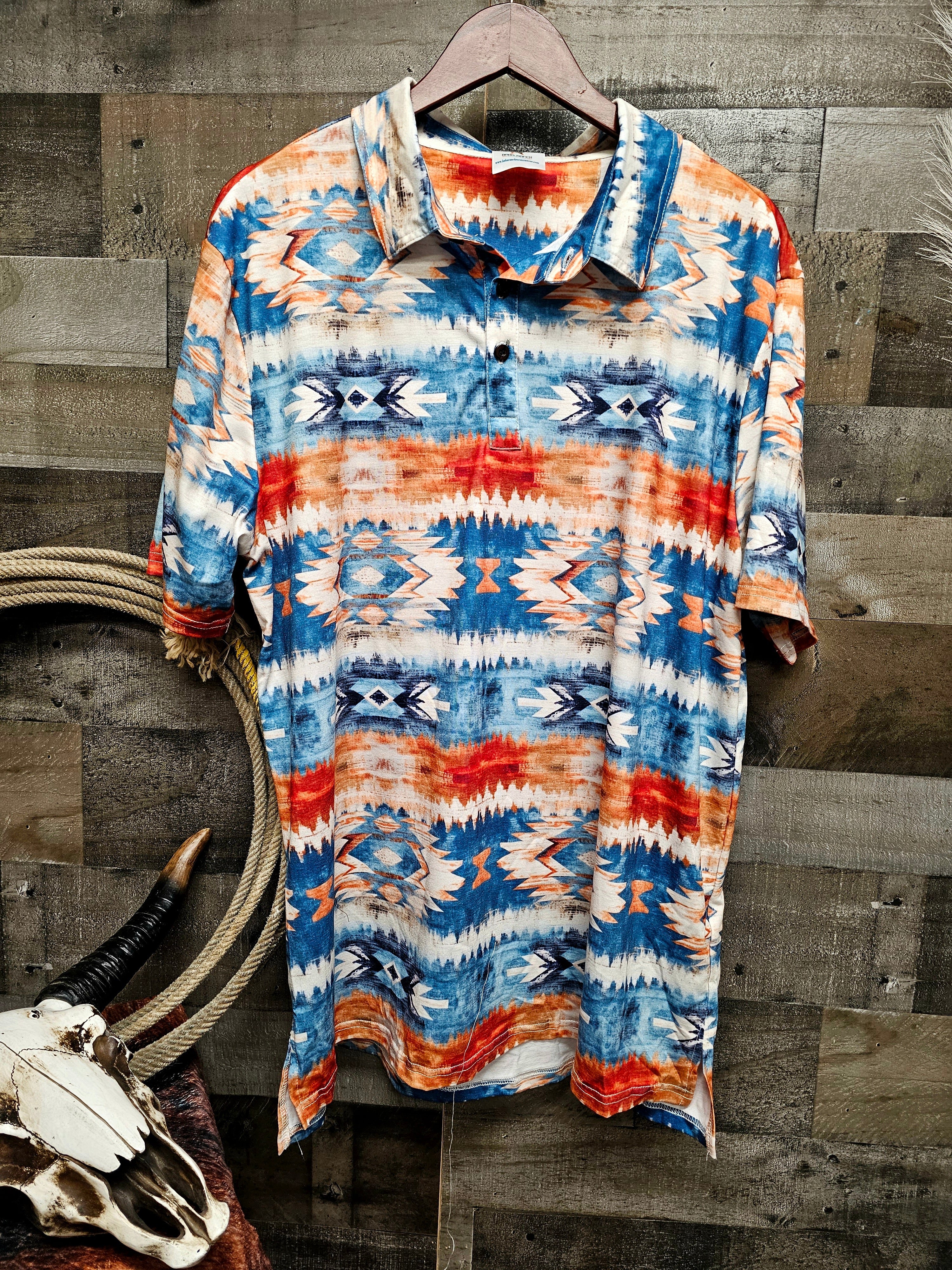 Baha Ranch Southwestern Aztec Men's Polo Shirt by Baha Ranch Western Wear