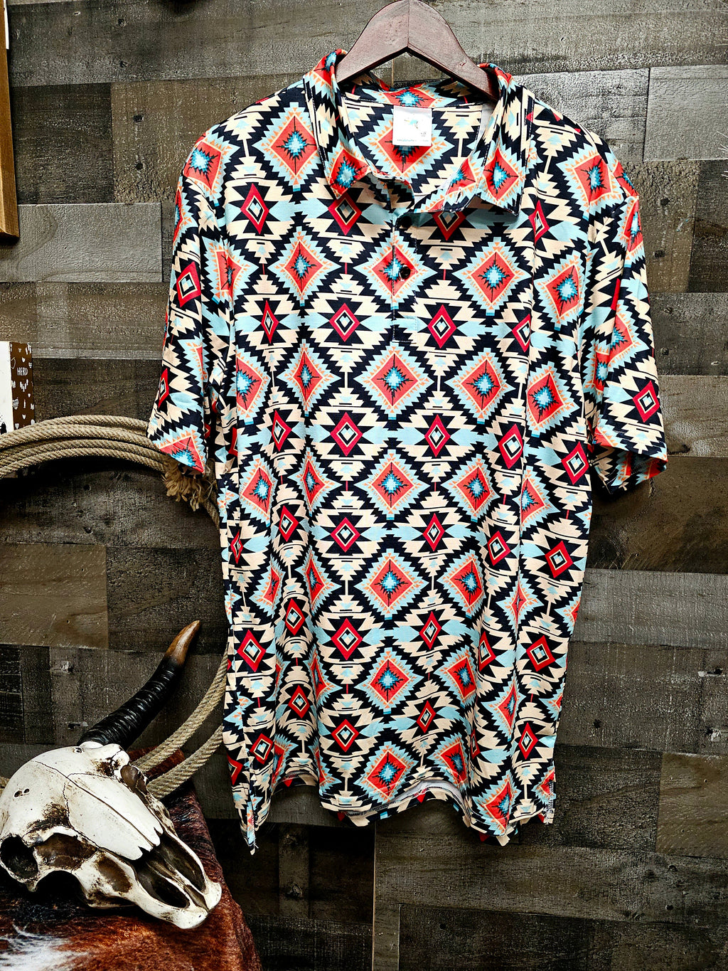Baha Ranch Colorado Aztec Men's Western Polo Shirt by Baha Ranch Western Wear
