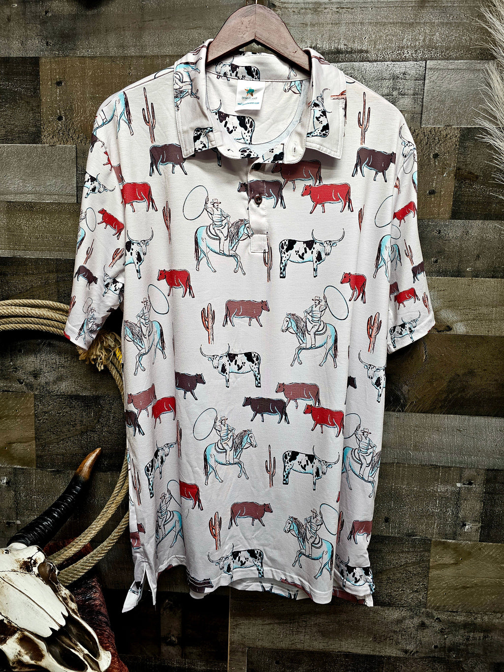 Baha Ranch Cattle Drive Men's Western Polo Shirt by Baha Ranch Western Wear