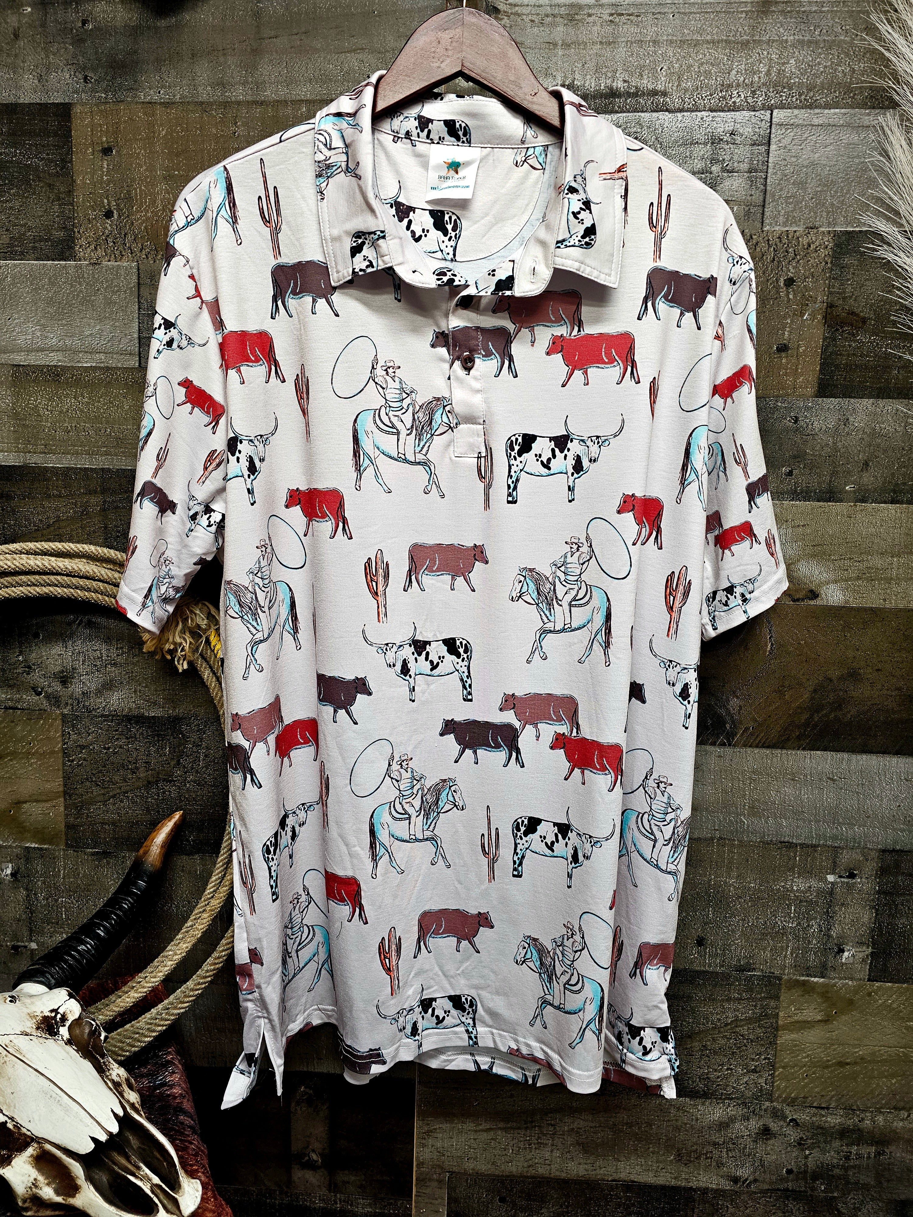 Baha Ranch Cattle Drive Men's Western Polo Shirt by Baha Ranch Western Wear