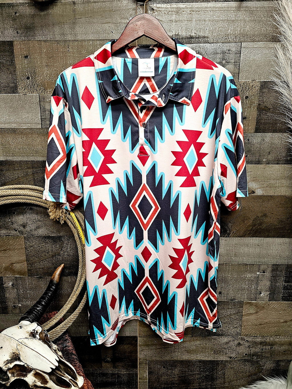 Baha Ranch California Aztec Men's Western Polo Shirt by Baha Ranch Western Wear