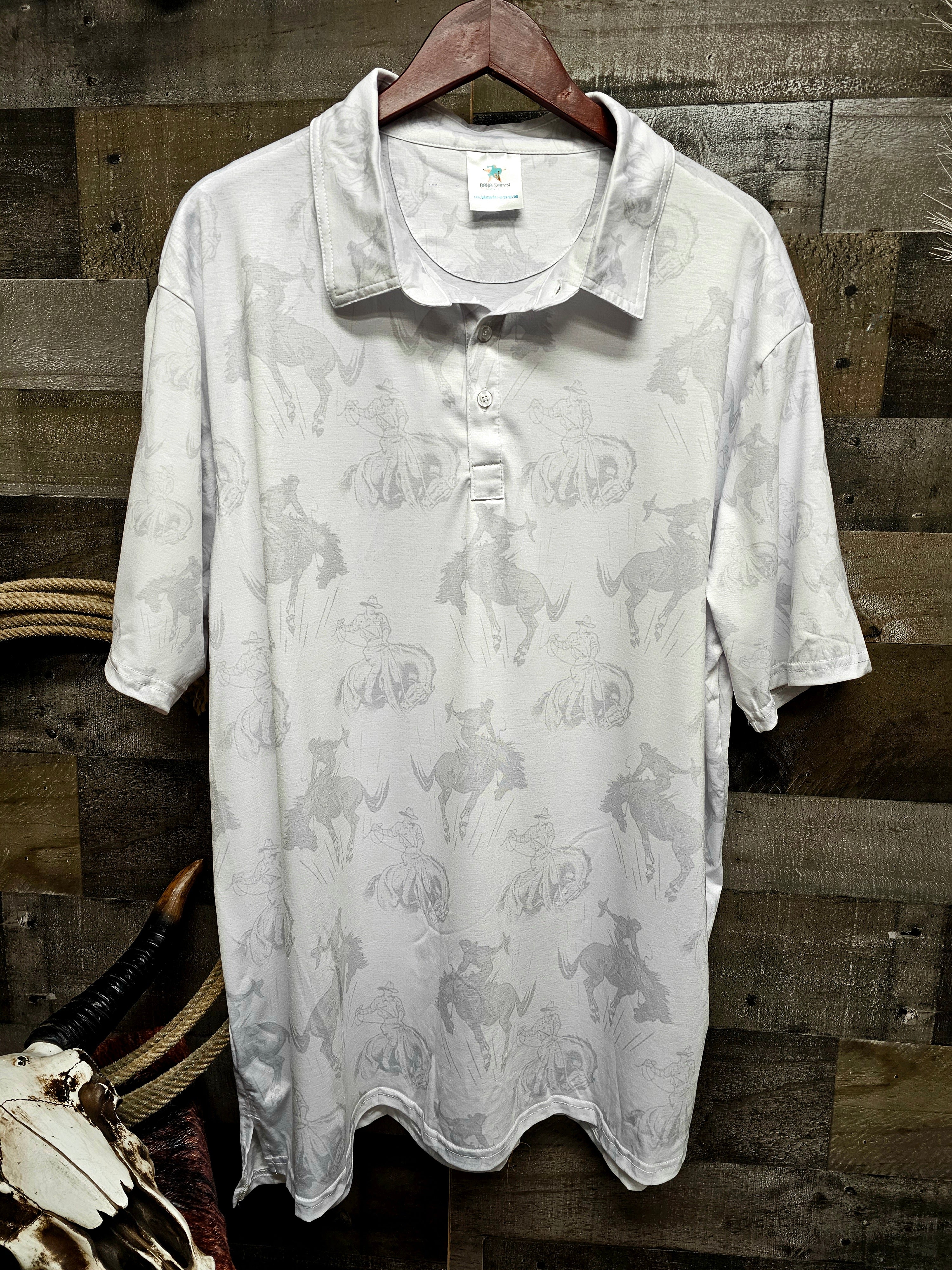 Baha Ranch Shadow Bronc Men's Western Polo Shirt by Baha Ranch Western Wear - product image 5