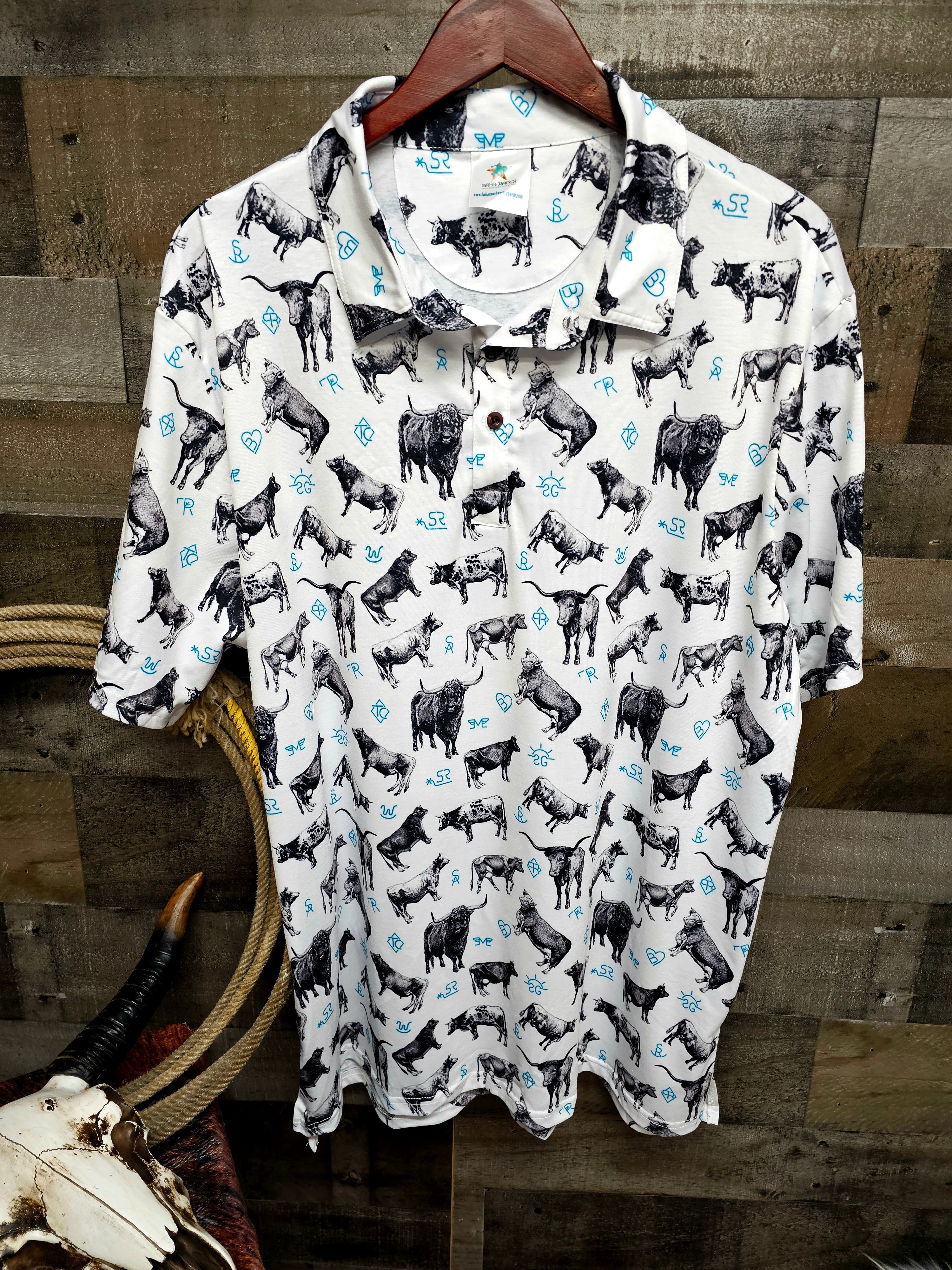 Baha Ranch Cattle and Brands Men's Western Polo Shirt by Baha Ranch Western Wear