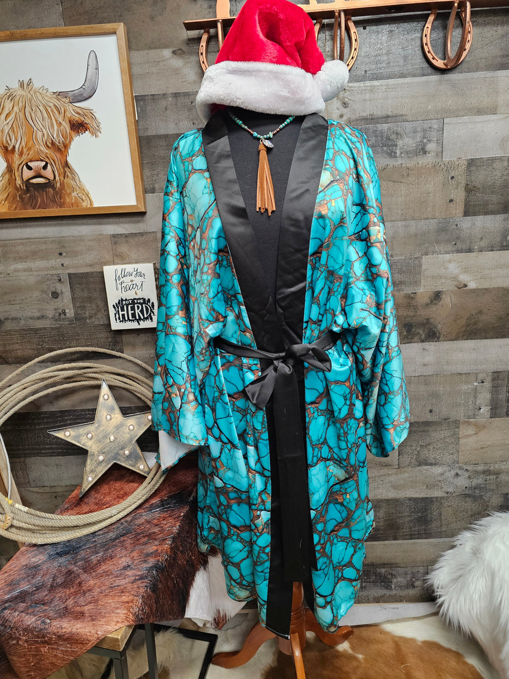 Baha Ranch All Turquoise Women's Lounge Kimono Robe by Baha Ranch Western Wear - product image 2