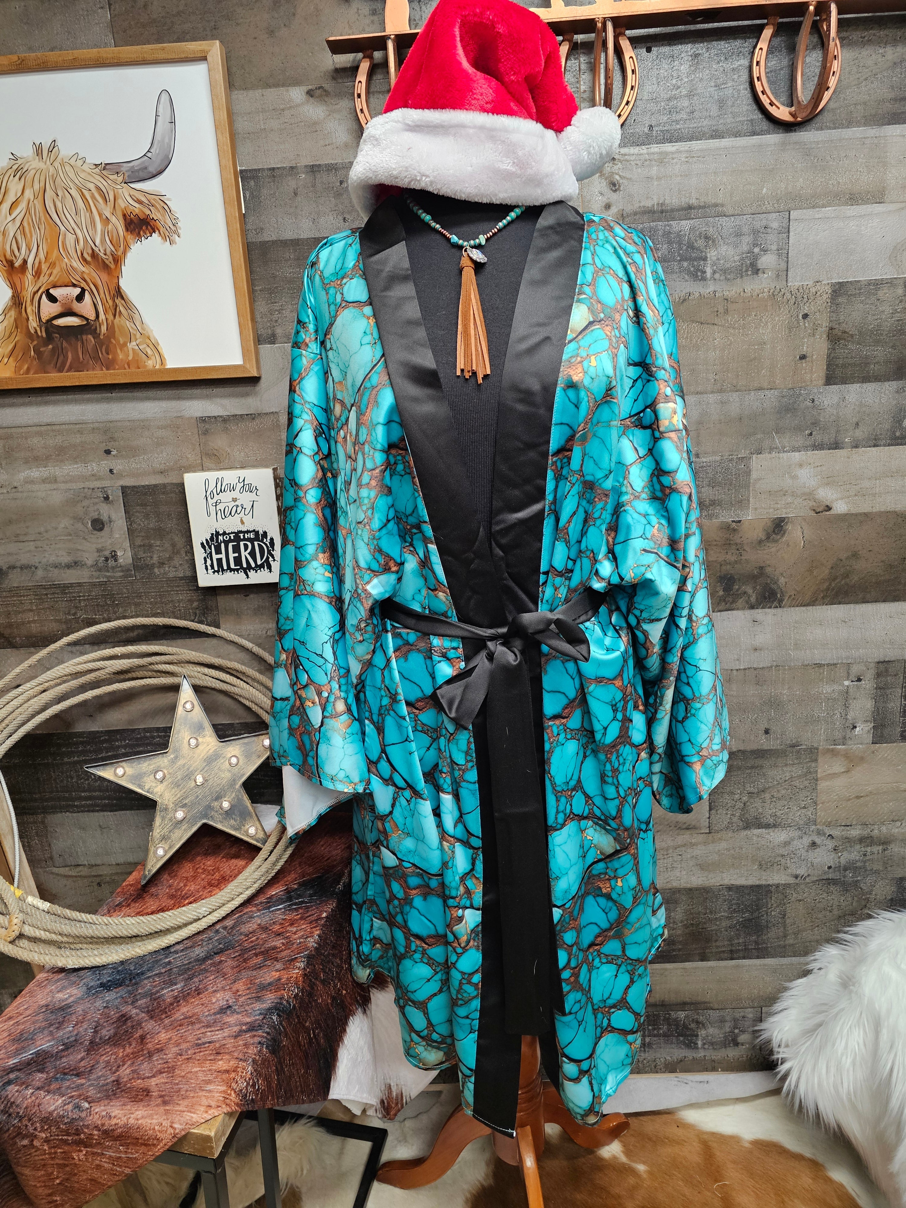 Baha Ranch All Turquoise Women's Lounge Kimono Robe by Baha Ranch Western Wear - product image 2