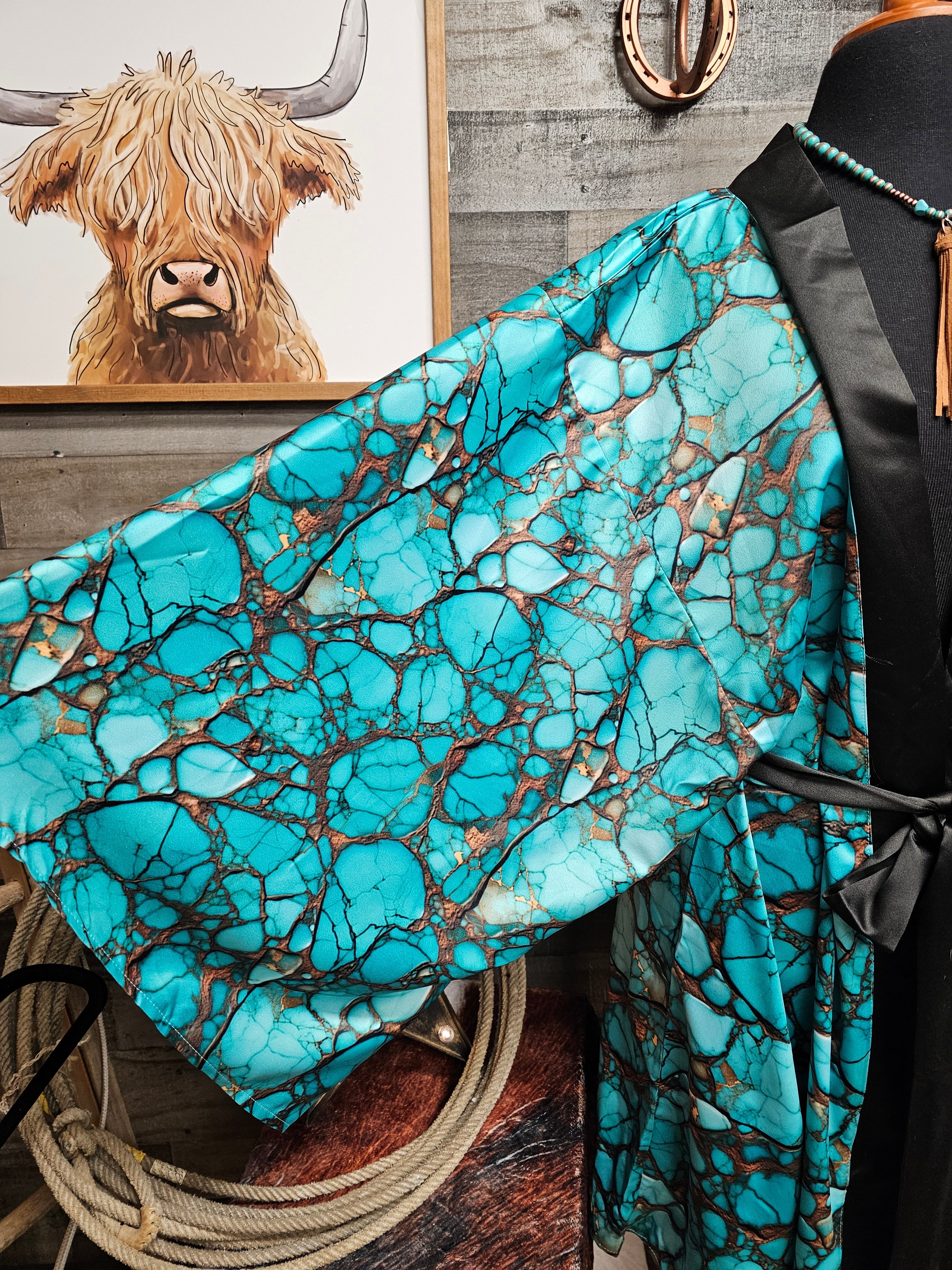 Baha Ranch All Turquoise Women's Lounge Kimono Robe by Baha Ranch Western Wear - product image 4