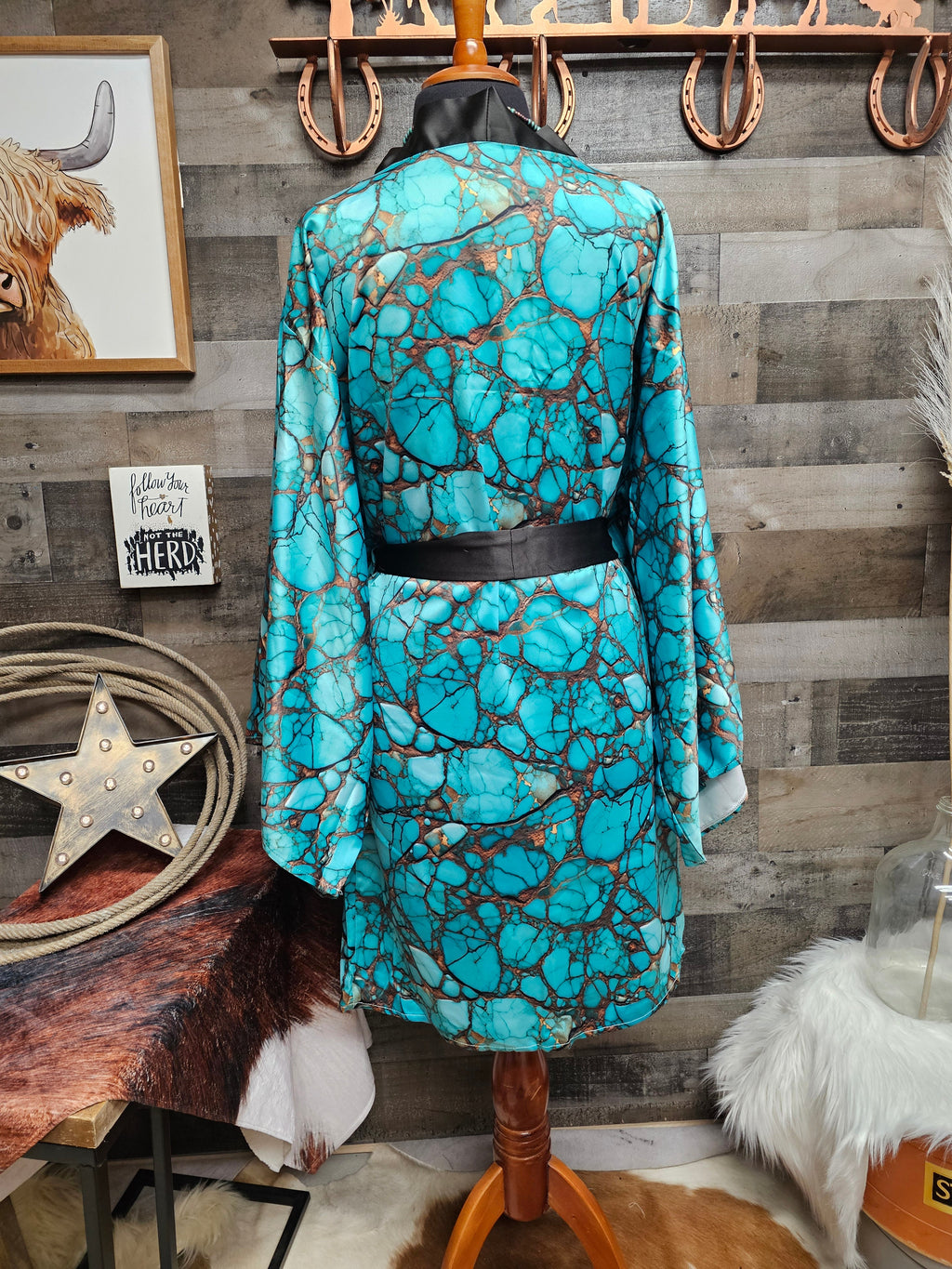 Baha Ranch All Turquoise Women's Lounge Kimono Robe by Baha Ranch Western Wear - product image 3