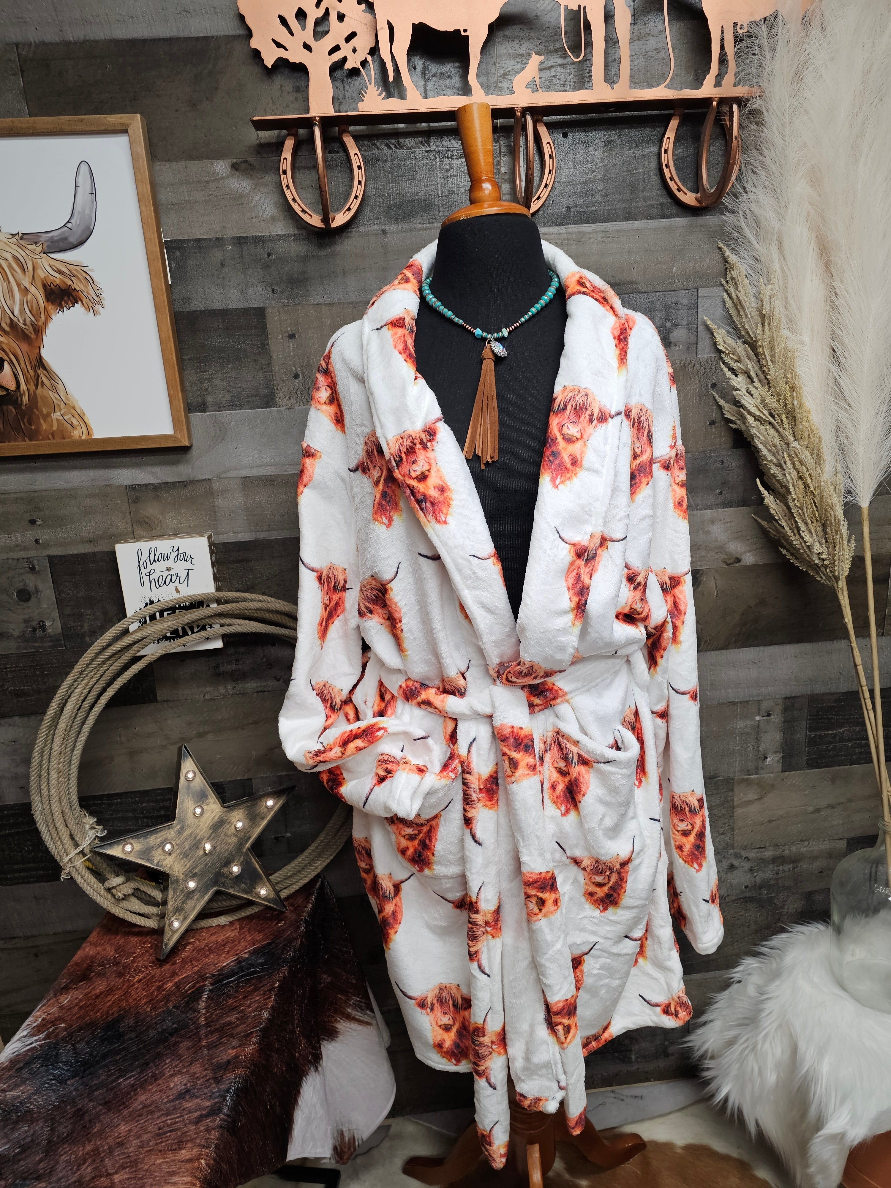 Baha Ranch Highland Cow Women's Western Bath Robe by Baha Ranch Western Wear - product image 5