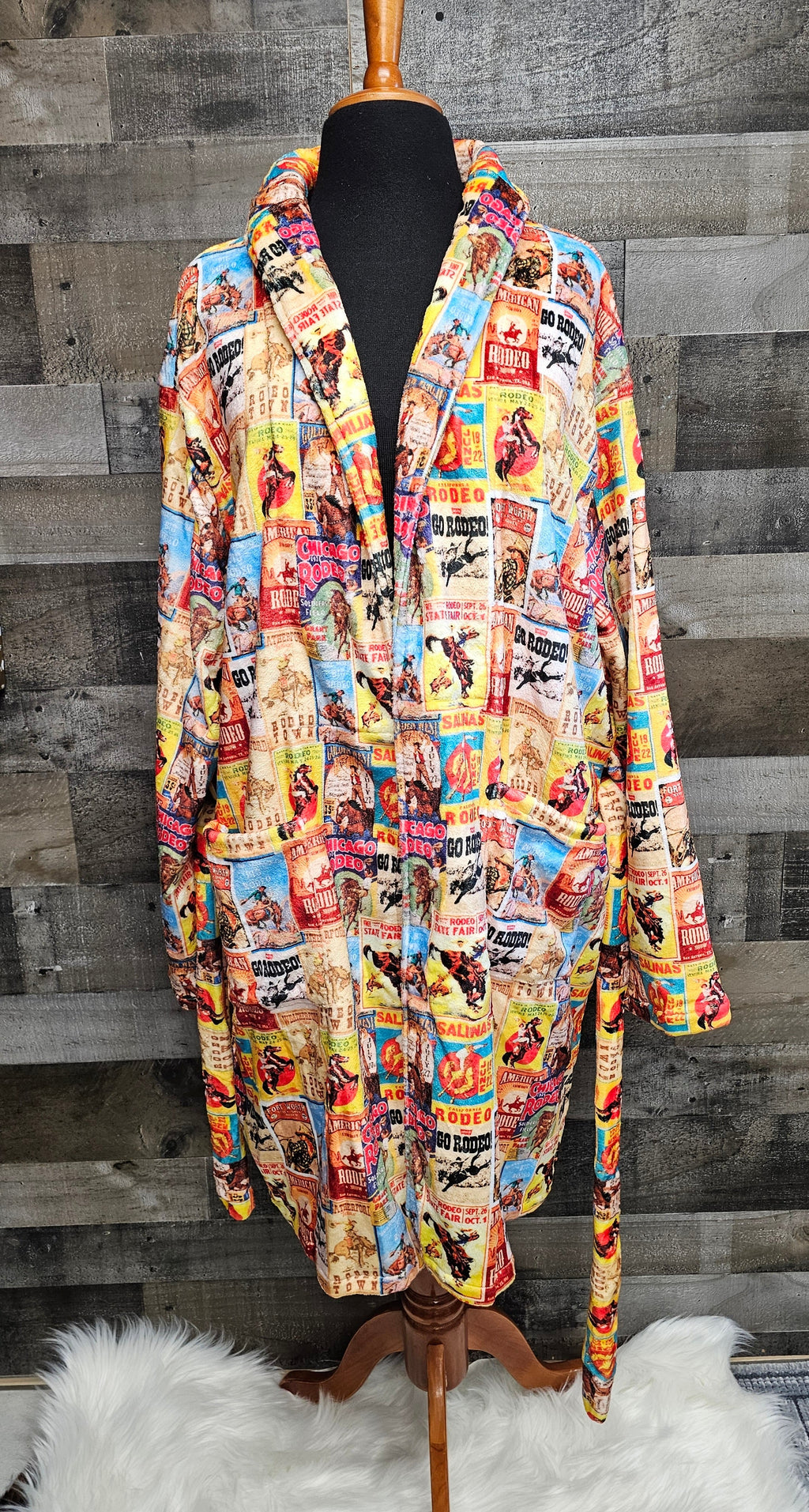 Baha Ranch Vintage Rodeo Poster Women's Western Bath Robe by Baha Ranch Western Wear - product image 2