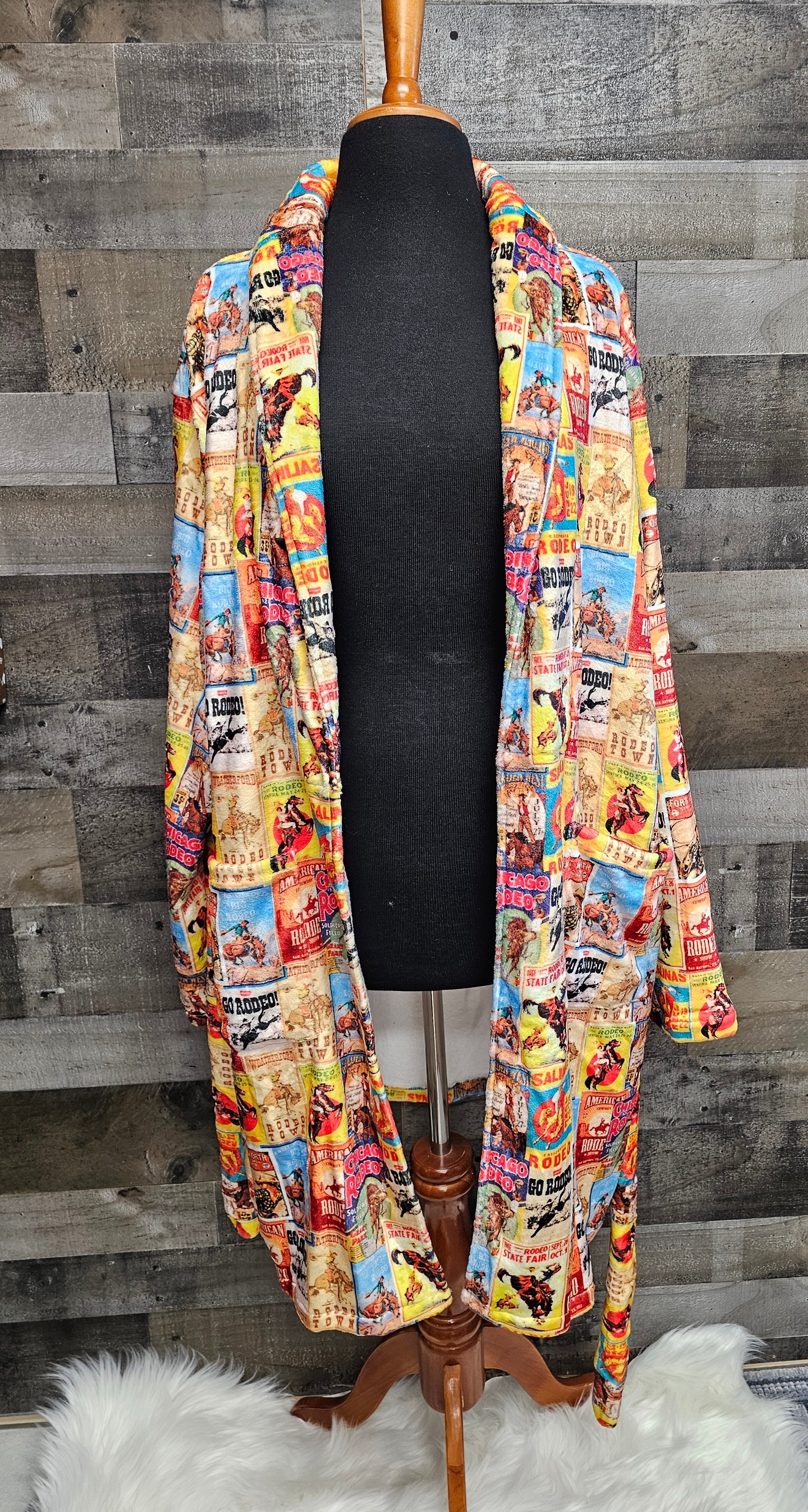 Baha Ranch Vintage Rodeo Poster Women's Western Bath Robe by Baha Ranch Western Wear - product image 3