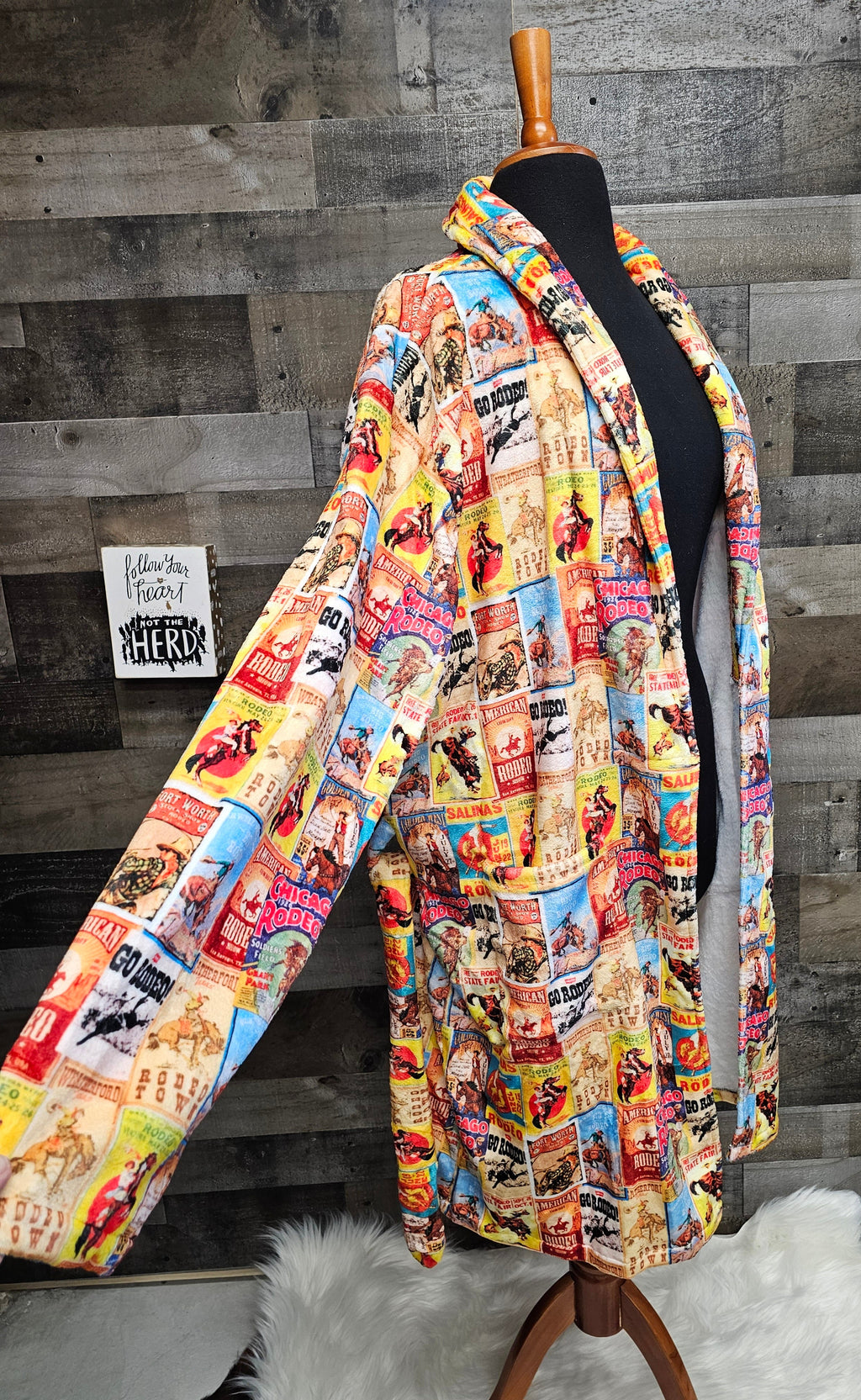 Baha Ranch Vintage Rodeo Poster Women's Western Bath Robe by Baha Ranch Western Wear - product image 4