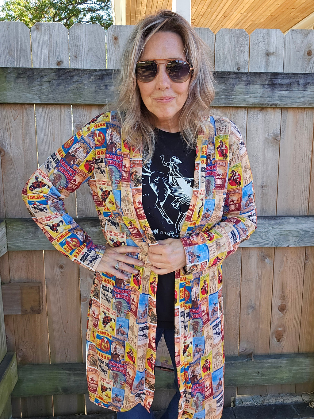 Baha Ranch Vintage Rodeo Poster Lightweight Cardigan by Baha Ranch Western Wear - product image 7