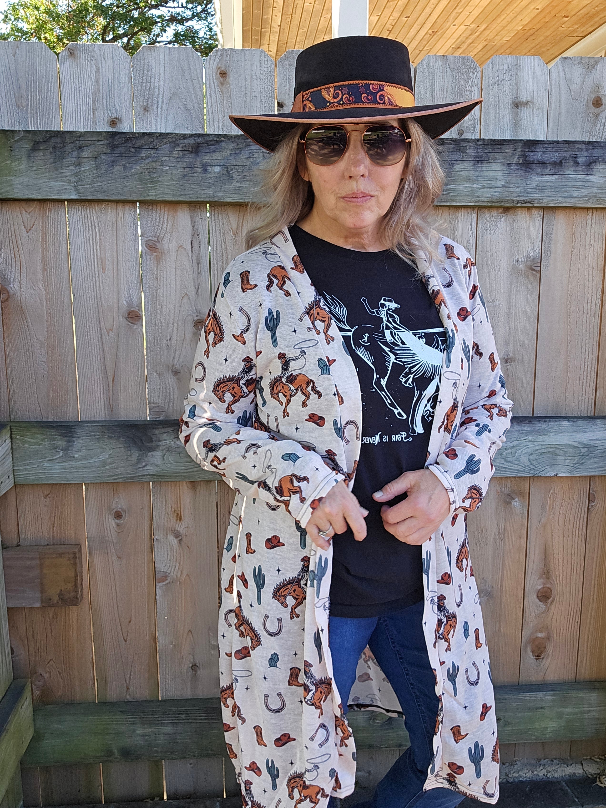 Baha Ranch Rodeo Cowboy Print Lightweight Cardigan by Baha Ranch Western Wear - product image 6