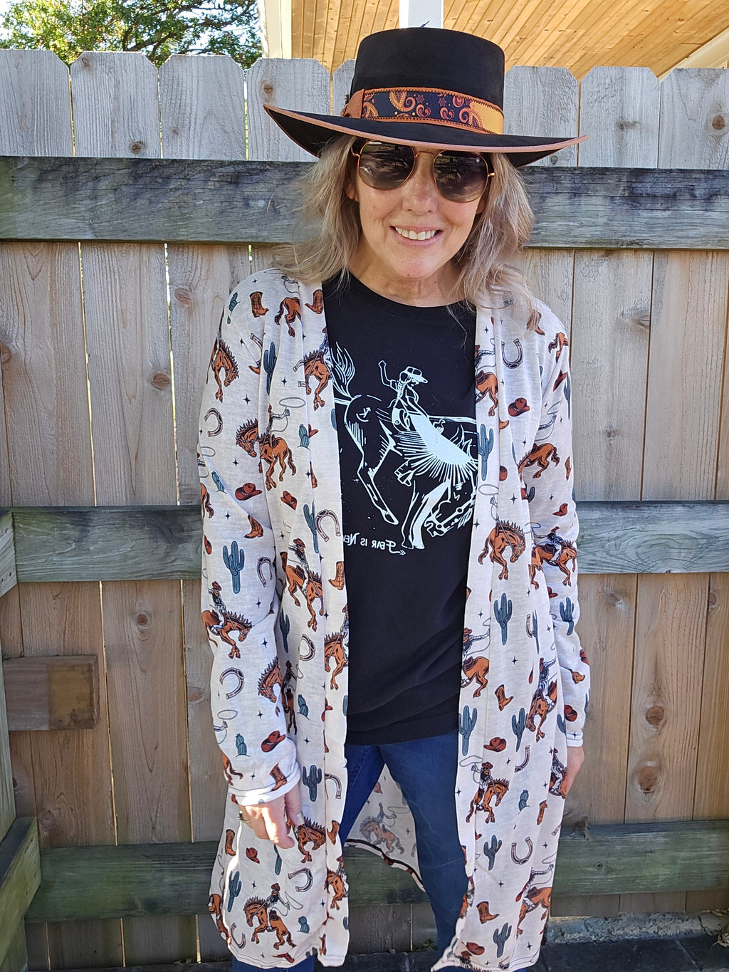 Baha Ranch Rodeo Cowboy Print Lightweight Cardigan by Baha Ranch Western Wear - product image 5