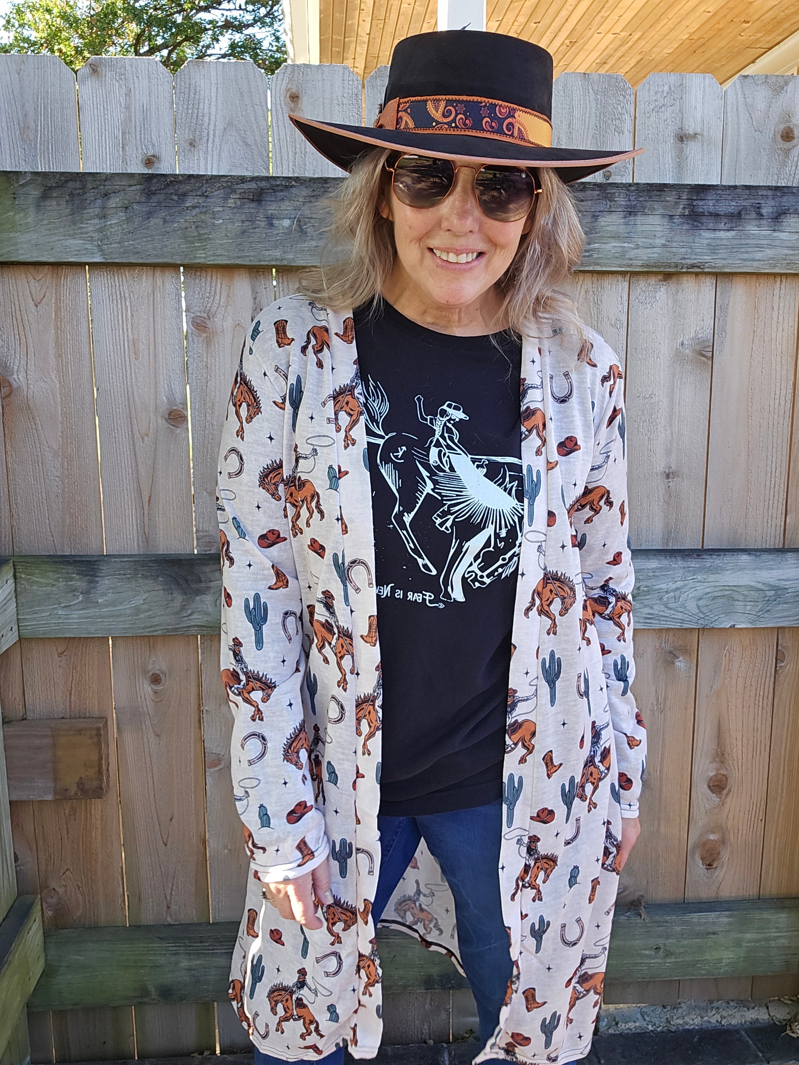 Baha Ranch Rodeo Cowboy Print Lightweight Cardigan by Baha Ranch Western Wear - product image 5