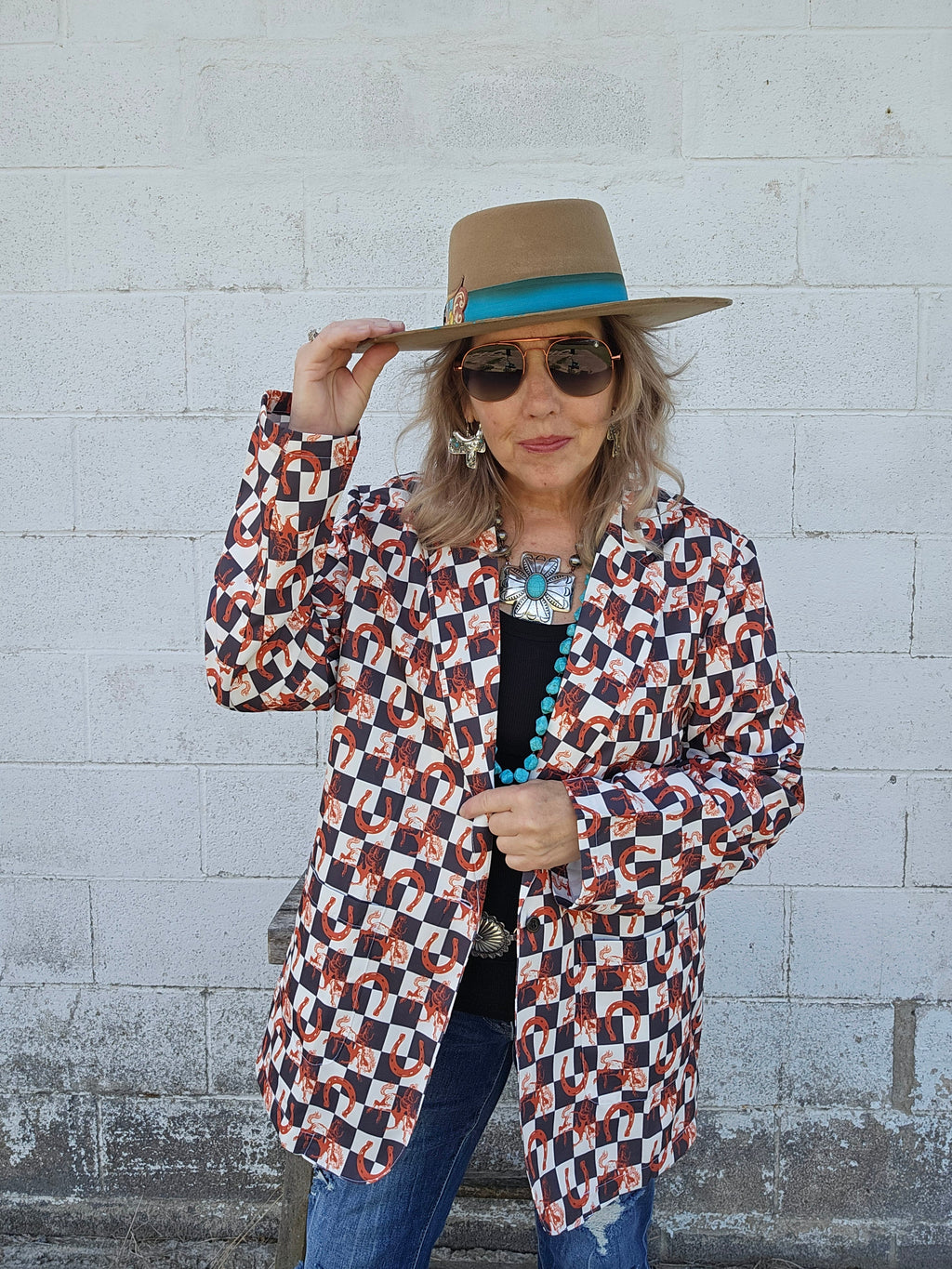 Baha Ranch Checkered Rodeo Women's Western Blazer by Baha Ranch Western Wear