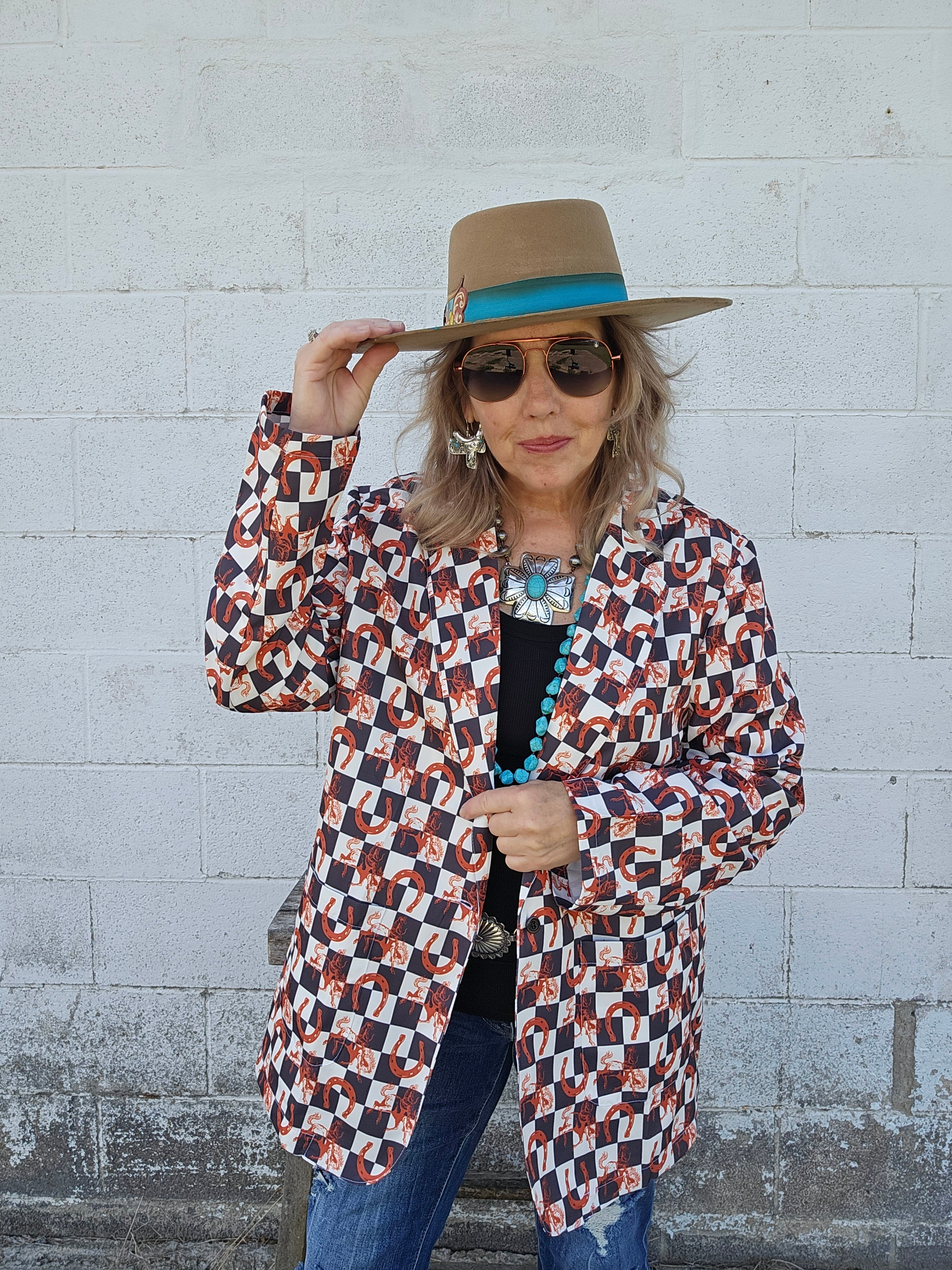 Baha Ranch Checkered Rodeo Women's Western Blazer by Baha Ranch Western Wear