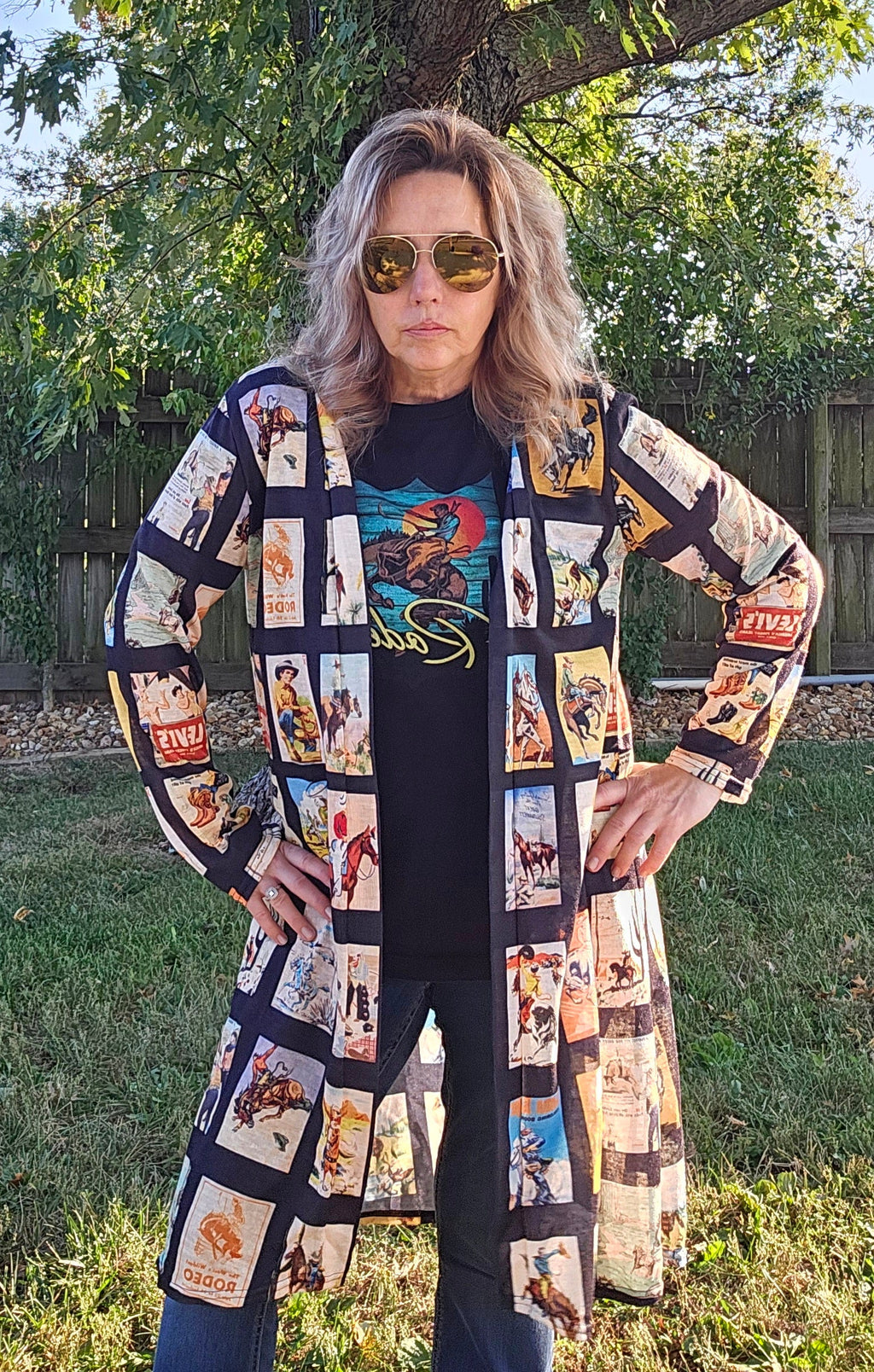 Baha Ranch Vintage Cowboy Collage Western Lightweight Cardigan by Baha Ranch Western Wear - product image 6