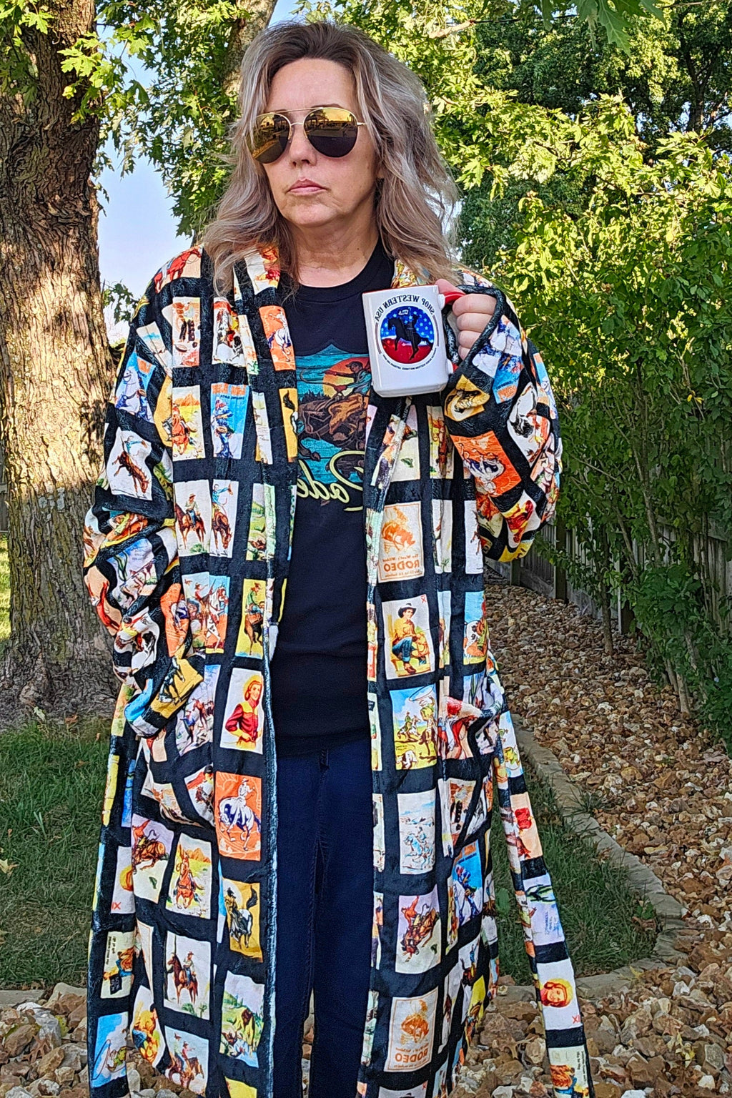 Baha Ranch Vintage Cowboy Collage Western Robe by Baha Ranch Western Wear - product image 3