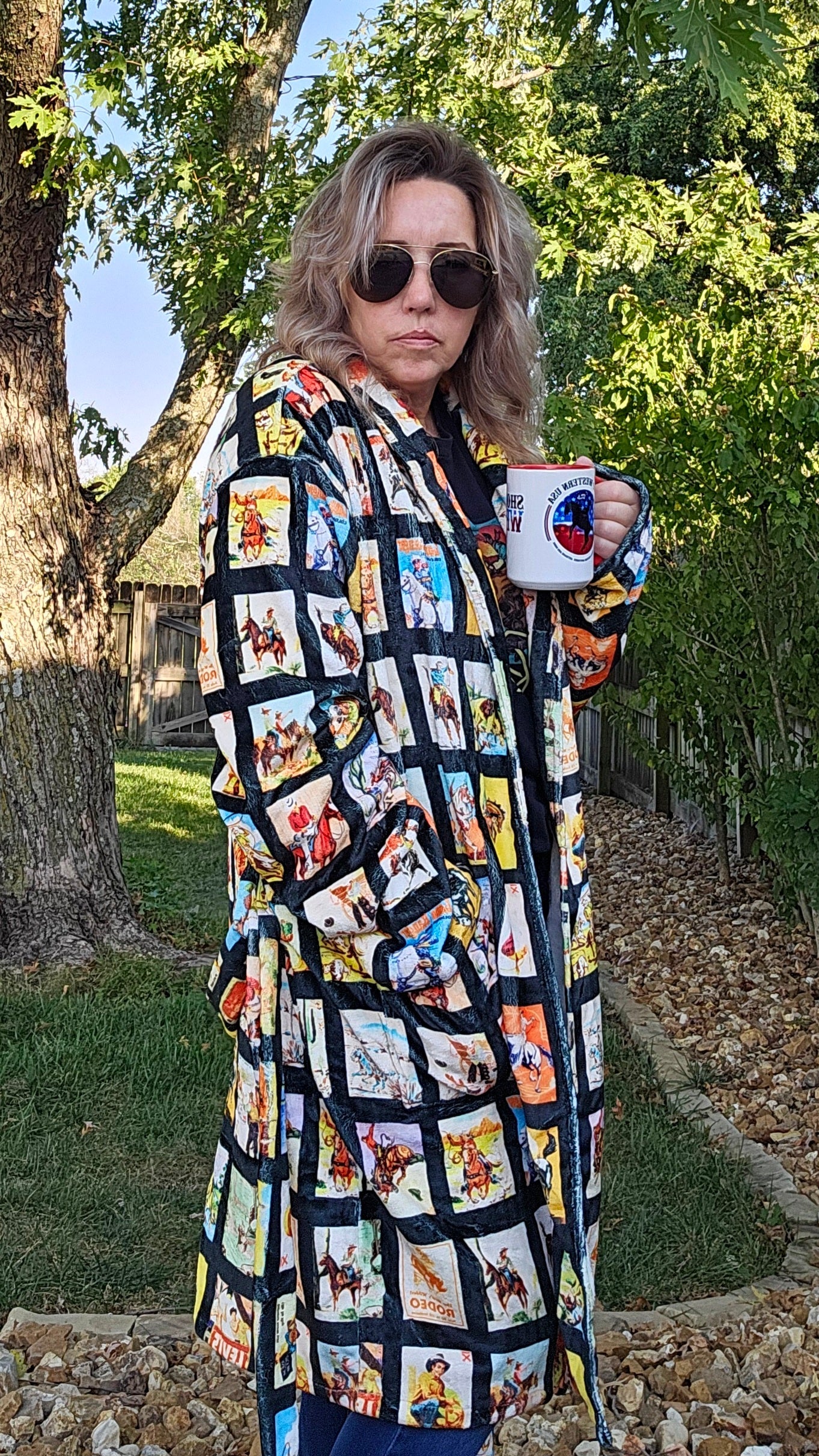 Baha Ranch Vintage Cowboy Collage Western Robe by Baha Ranch Western Wear - product image 4