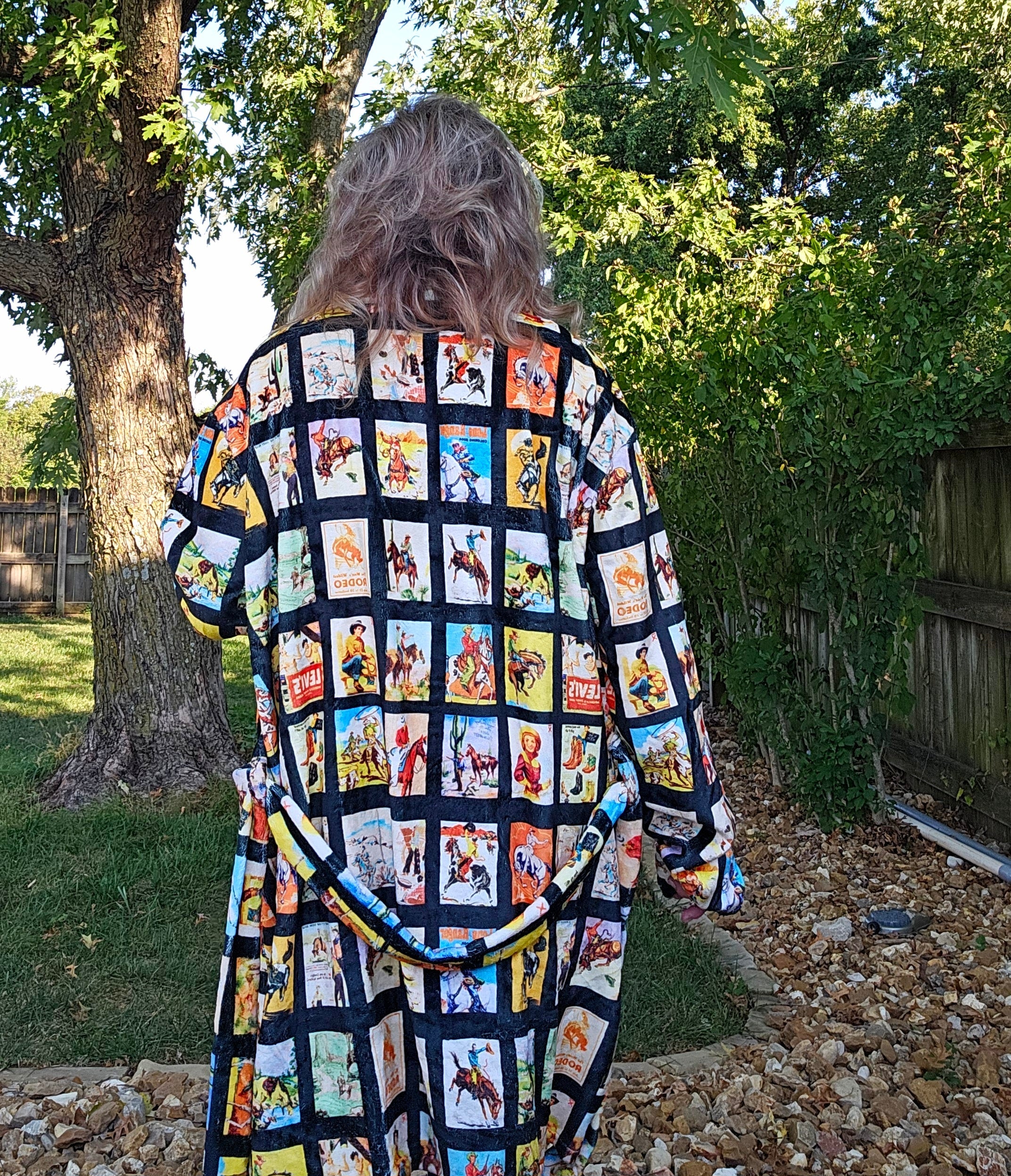 Baha Ranch Vintage Cowboy Collage Western Robe by Baha Ranch Western Wear - product image 8