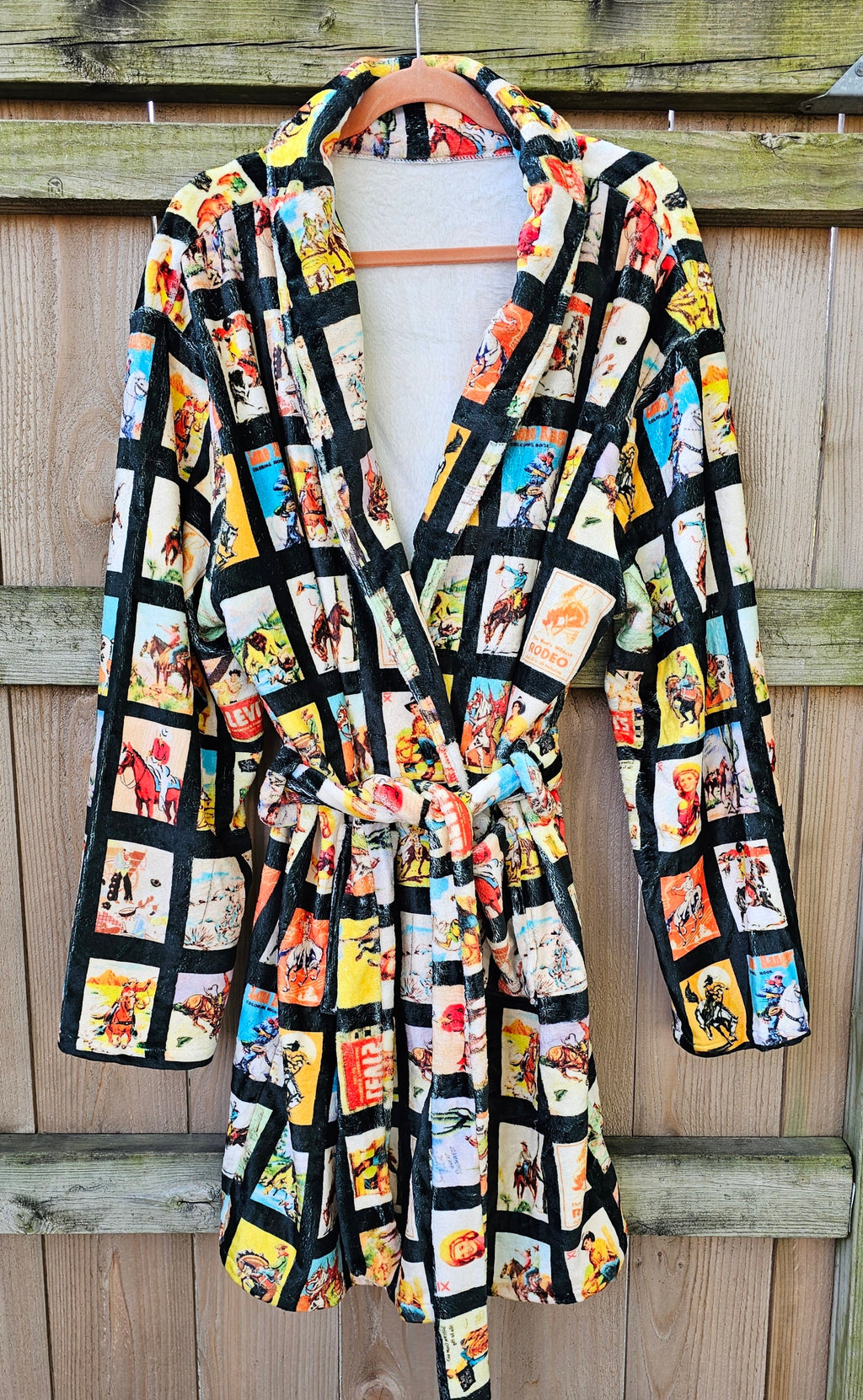Baha Ranch Vintage Cowboy Collage Western Robe by Baha Ranch Western Wear