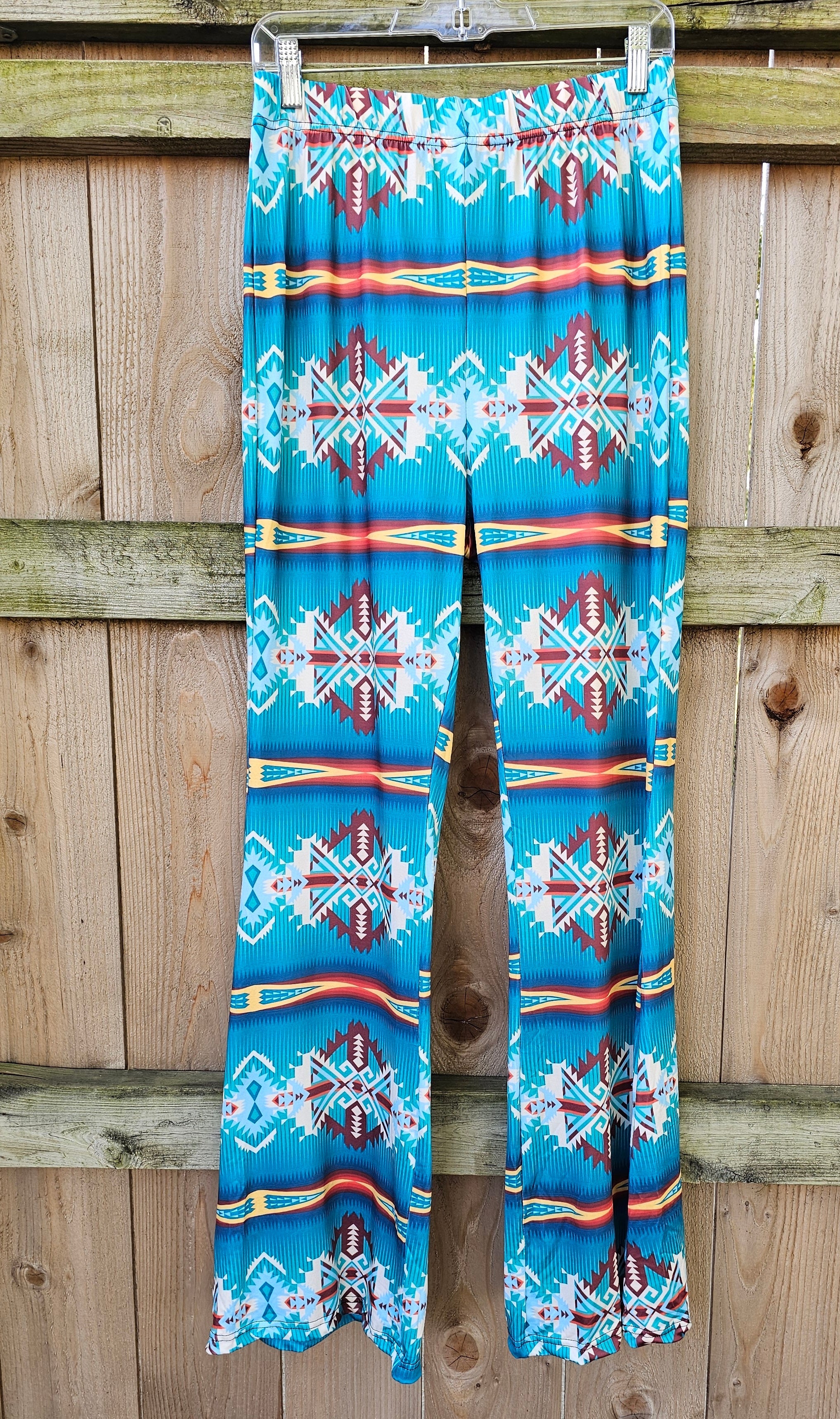 Baha Ranch Teal Aztec Flare Pants by Baha Ranch Western Wear - product image 3