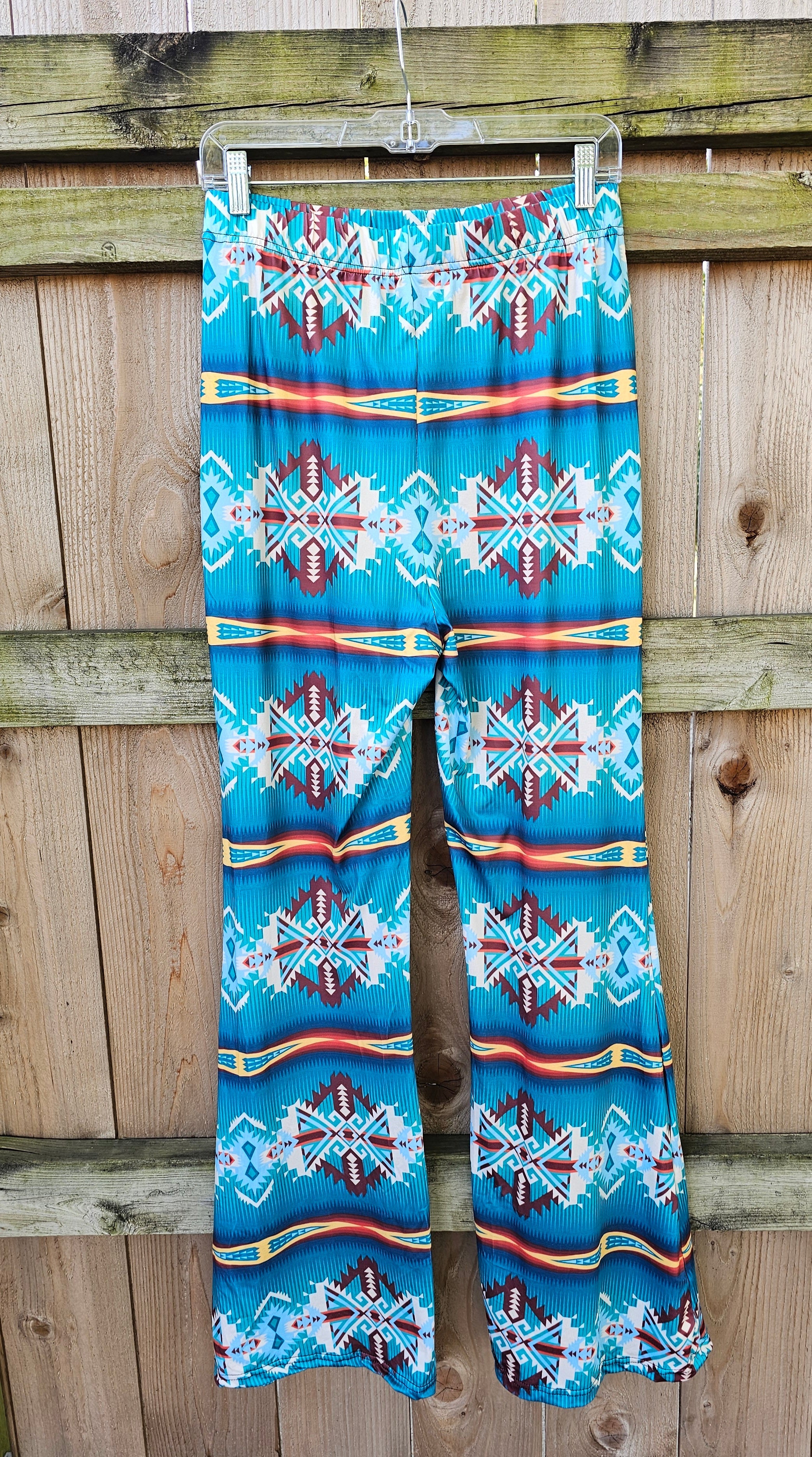 Baha Ranch Teal Aztec Flare Pants by Baha Ranch Western Wear - product image 2