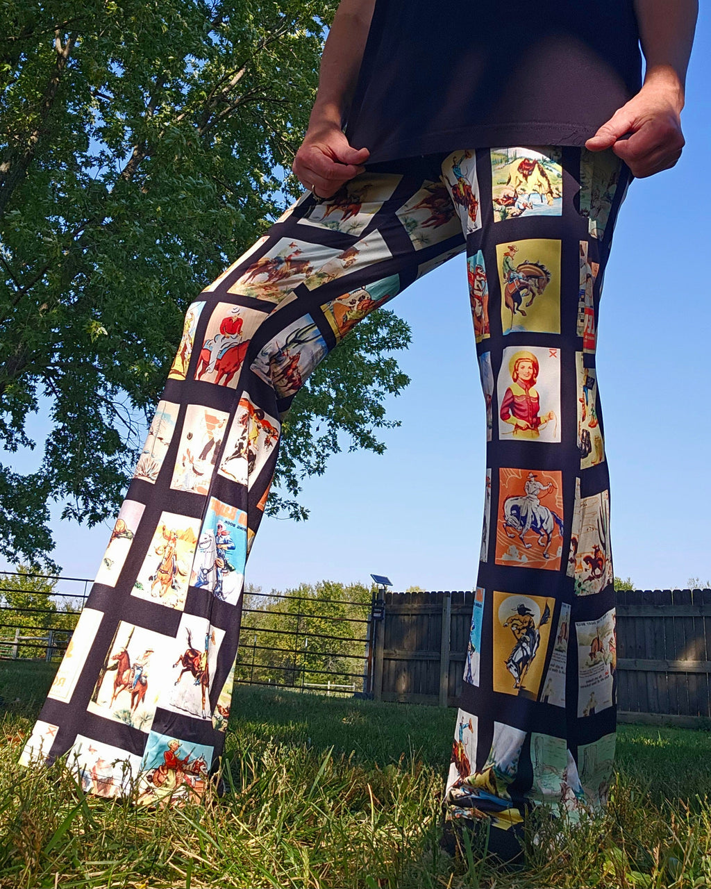 Baha Ranch Vintage Cowboy Collage Western Flare Pants by Baha Ranch Western Wear - product image 2
