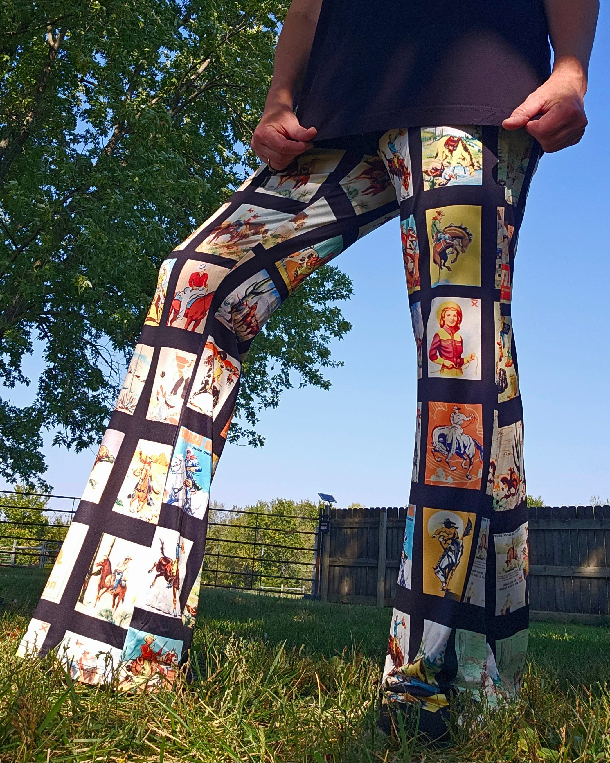 Baha Ranch Vintage Cowboy Collage Western Flare Pants by Baha Ranch Western Wear - product image 2