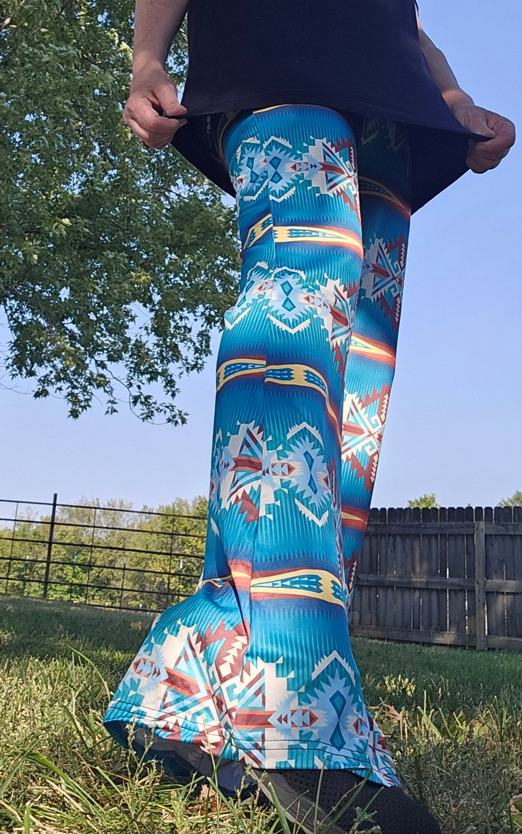 Baha Ranch Teal Aztec Flare Pants by Baha Ranch Western Wear - product image 5
