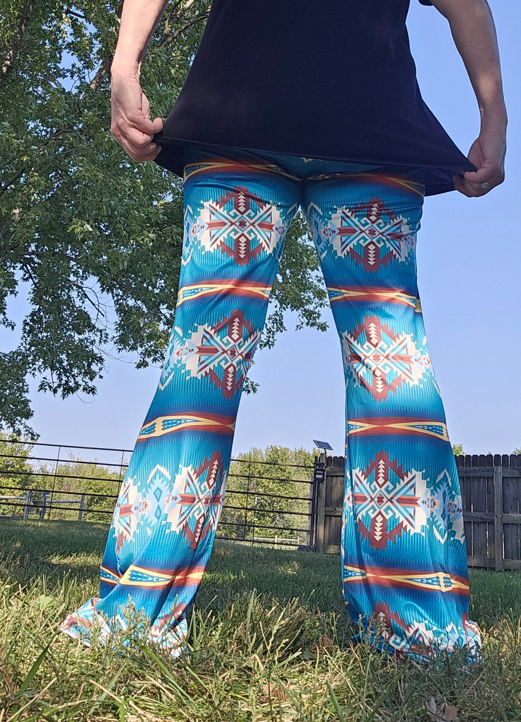 Baha Ranch Teal Aztec Flare Pants by Baha Ranch Western Wear - product image 6