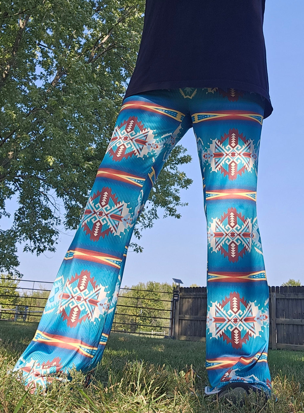Baha Ranch Teal Aztec Flare Pants by Baha Ranch Western Wear - product image 5