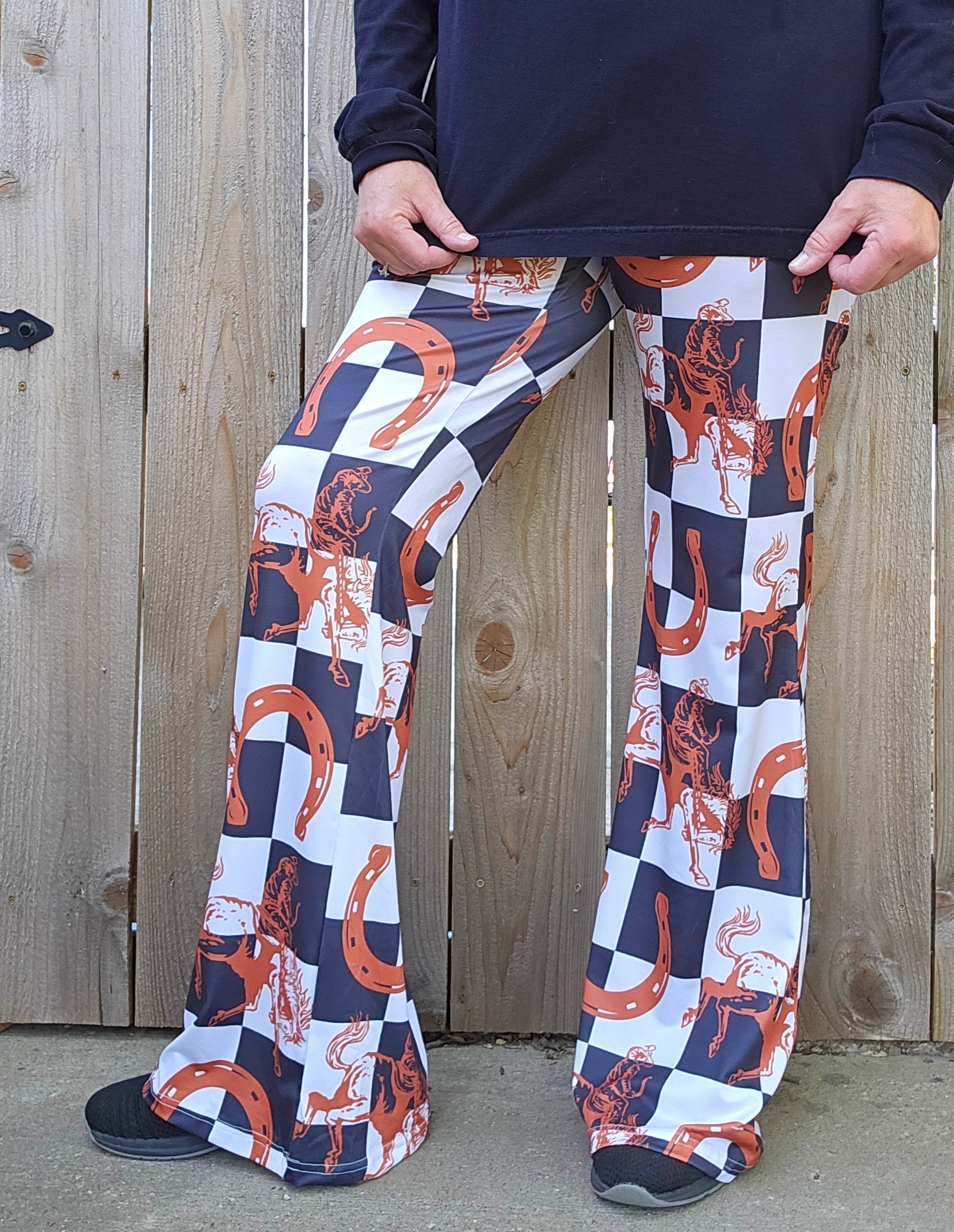 Baha Ranch Checkered Rodeo Flare Pants by Baha Ranch Western Wear