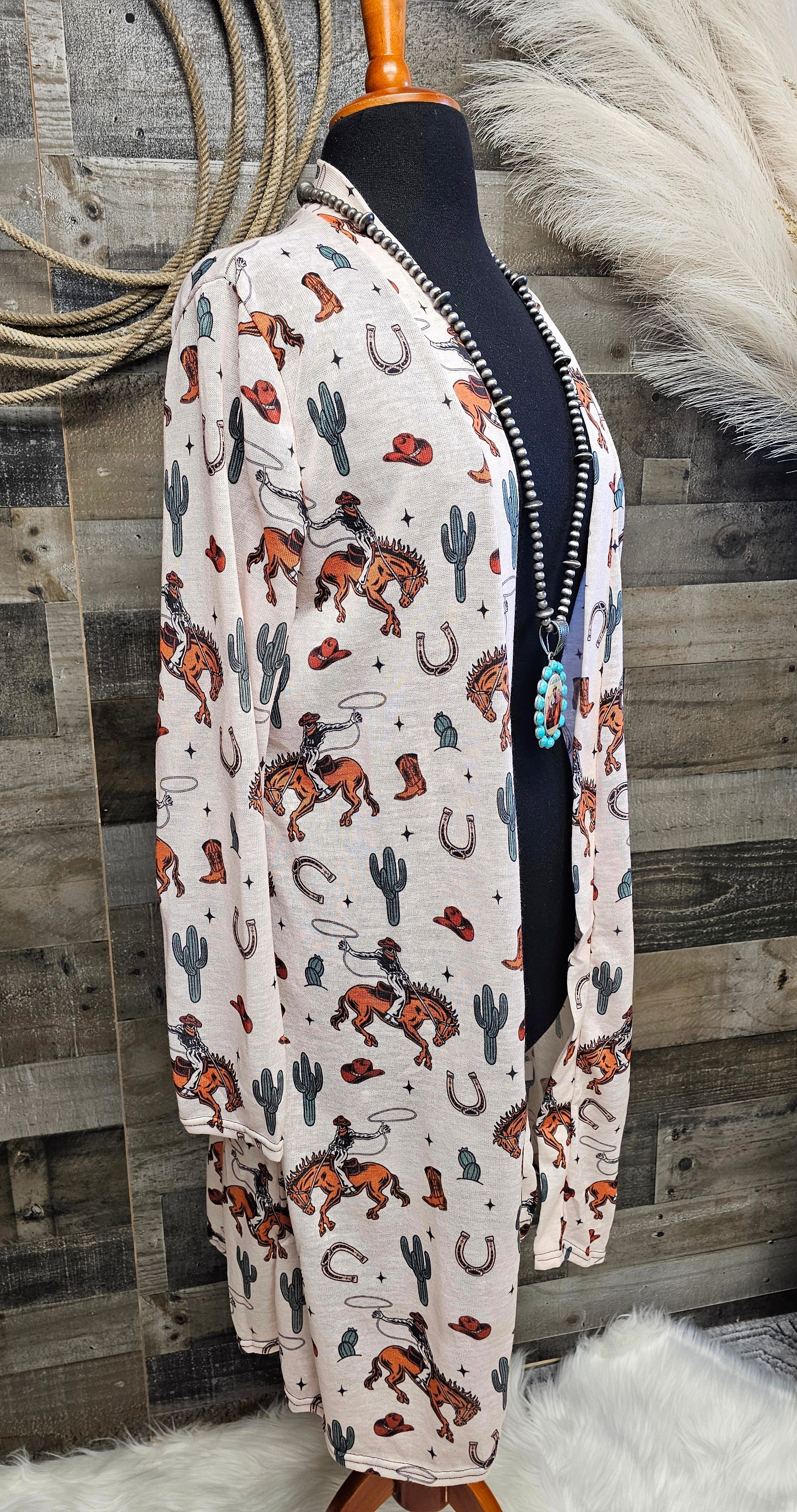 Baha Ranch Rodeo Cowboy Print Lightweight Cardigan by Baha Ranch Western Wear - product image 3
