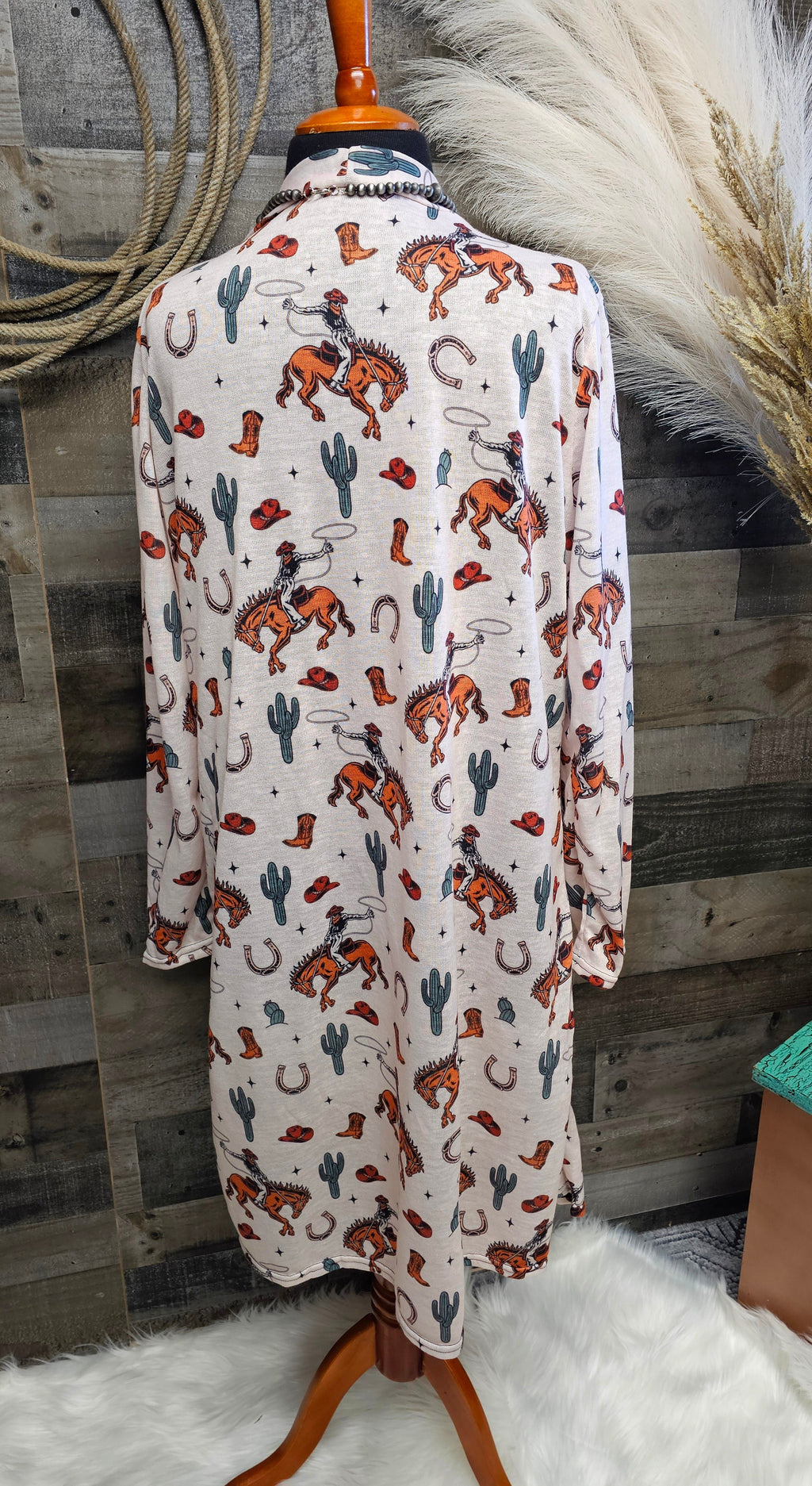 Baha Ranch Rodeo Cowboy Print Lightweight Cardigan by Baha Ranch Western Wear - product image 4