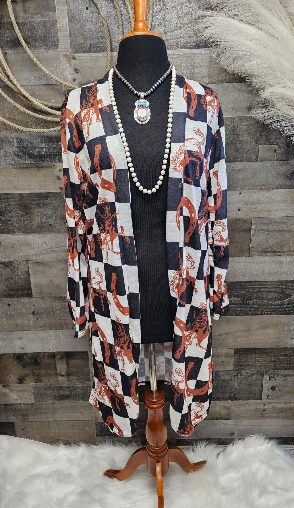 Baha Ranch Checkered Western Lightweight Cardigan by Baha Ranch Western Wear