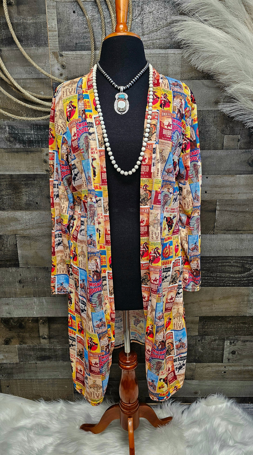 Baha Ranch Vintage Rodeo Poster Lightweight Cardigan by Baha Ranch Western Wear
