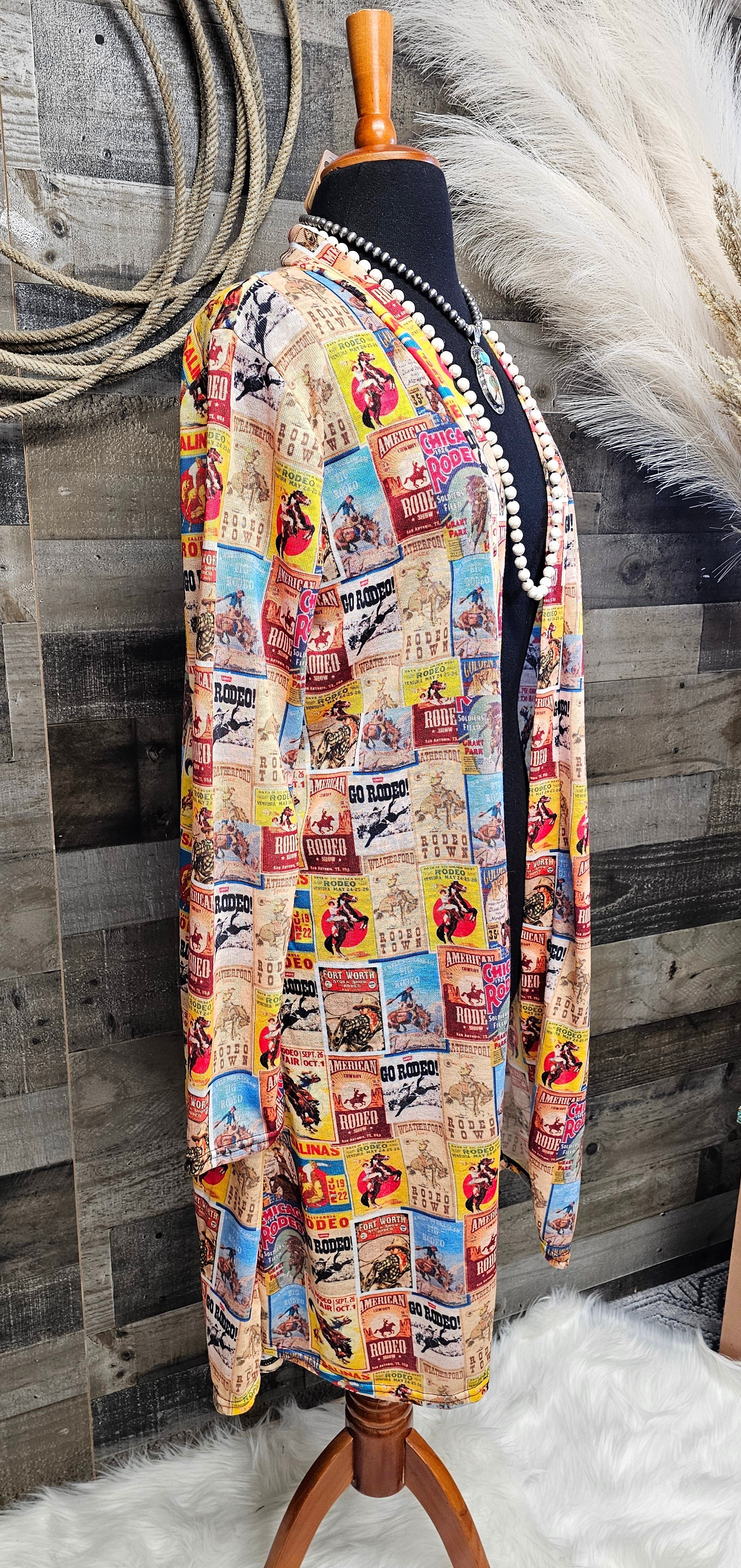 Baha Ranch Vintage Rodeo Poster Lightweight Cardigan by Baha Ranch Western Wear - product image 3